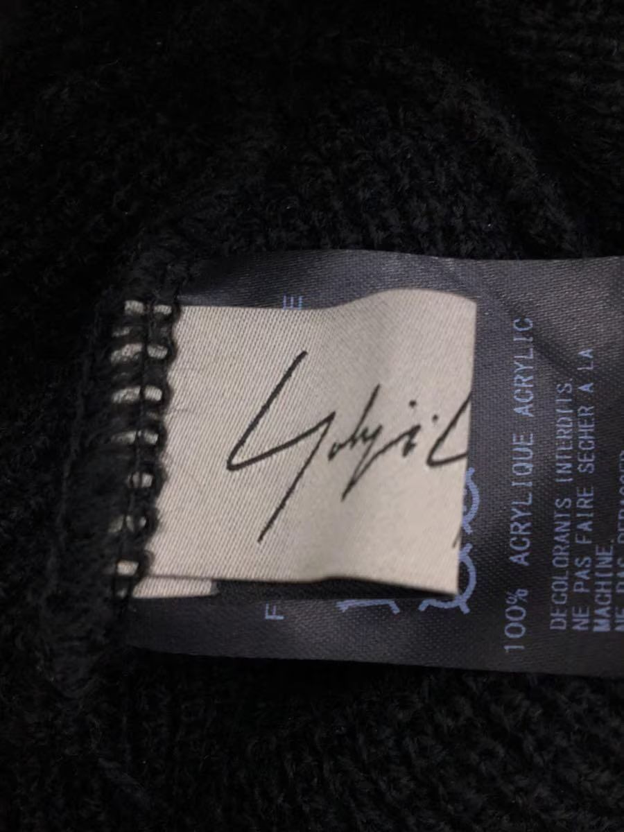 Yohji Yamamoto Leather Patch Logo Knit Beanie Size ONE SIZE - 4 Thumbnail
