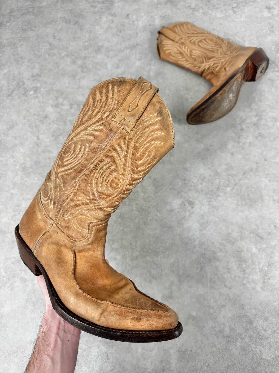 Roberto Cavalli AW2005 Roberto Cavalli Beige Leather Western Boots Size US 8 / IT 38 - 1 Thumbnail