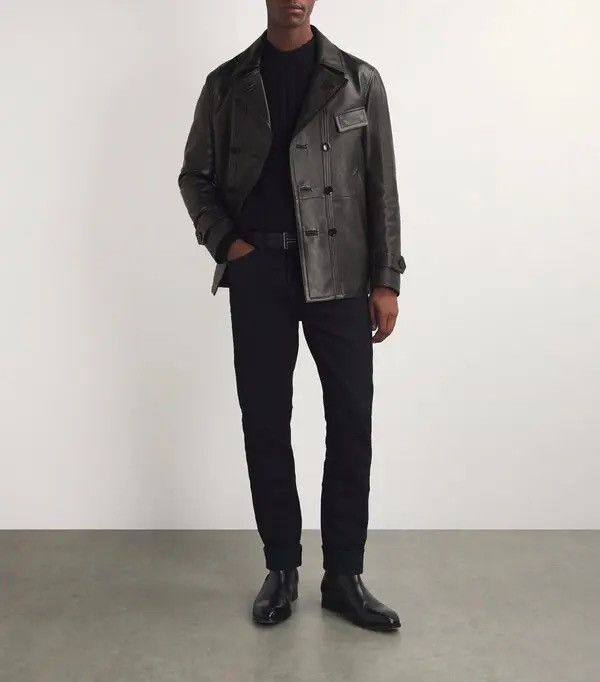 Tom Ford 🪭$9K VALUE🪭Leather Pea Coat Size US L / EU 52-54 / 3 - 2 Thumbnail