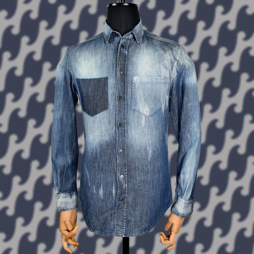 Dolce & Gabbana Dolce&Gabbana D&G Slim Denim Shirt Men 39 Blue Button-Up Casual Cotton Denim Slimming Long Sleeve Solid Shirt Mens Size US L / EU 52-54 / 3 - 1 Thumbnail