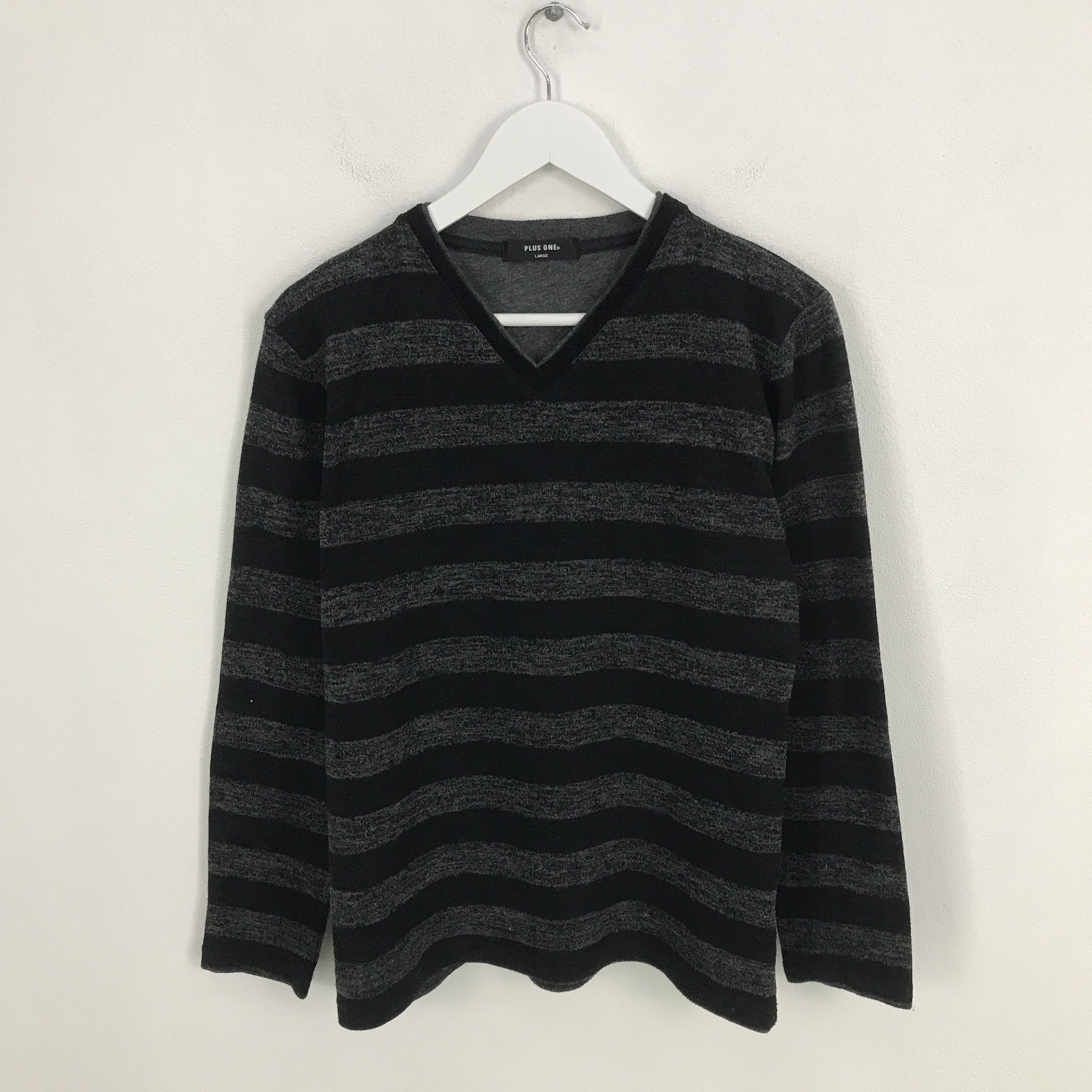 Japanese Brand × Plus One Clothing Rare plus one Striped long sleeve t-shirt Size US M / EU 48-50 / 2 - 1 Thumbnail
