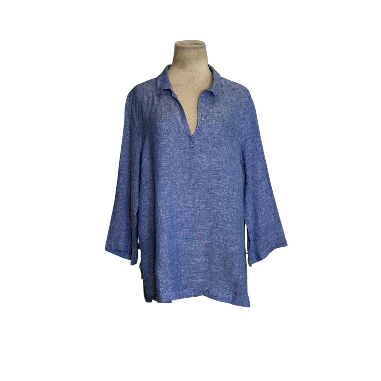 Isaac Mizrahi Isaac Mizrahi blue linen 3/4 sleeves tunic top size XL Size XL / US 12-14 / IT 48-50 - 11 Thumbnail