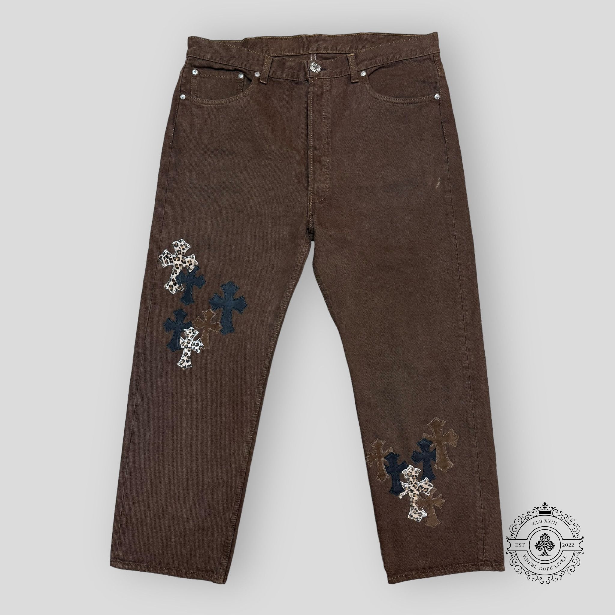 Chrome Hearts Chrome Hearts Brown Leopard Cross Patch Jeans Size US 36 / EU 52 - 1 Thumbnail