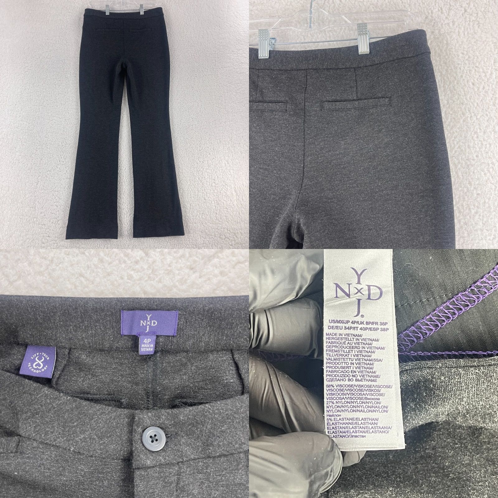 NYDJ NYDJ Petites Gray Ponte Knit Bootcut Pants Womens Mid-Rise Stretch Size 4P Size 27" / US 4 / IT 40 - 9 Thumbnail