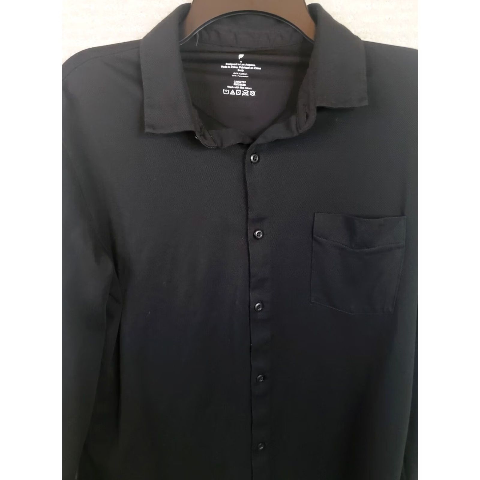 Fabletics Fabletics Shirt Mens M Black Athletic Button Up Long Sleeve Stretch Knit Embroidered Collared Size US M / EU 48-50 / 2 - 2 Thumbnail