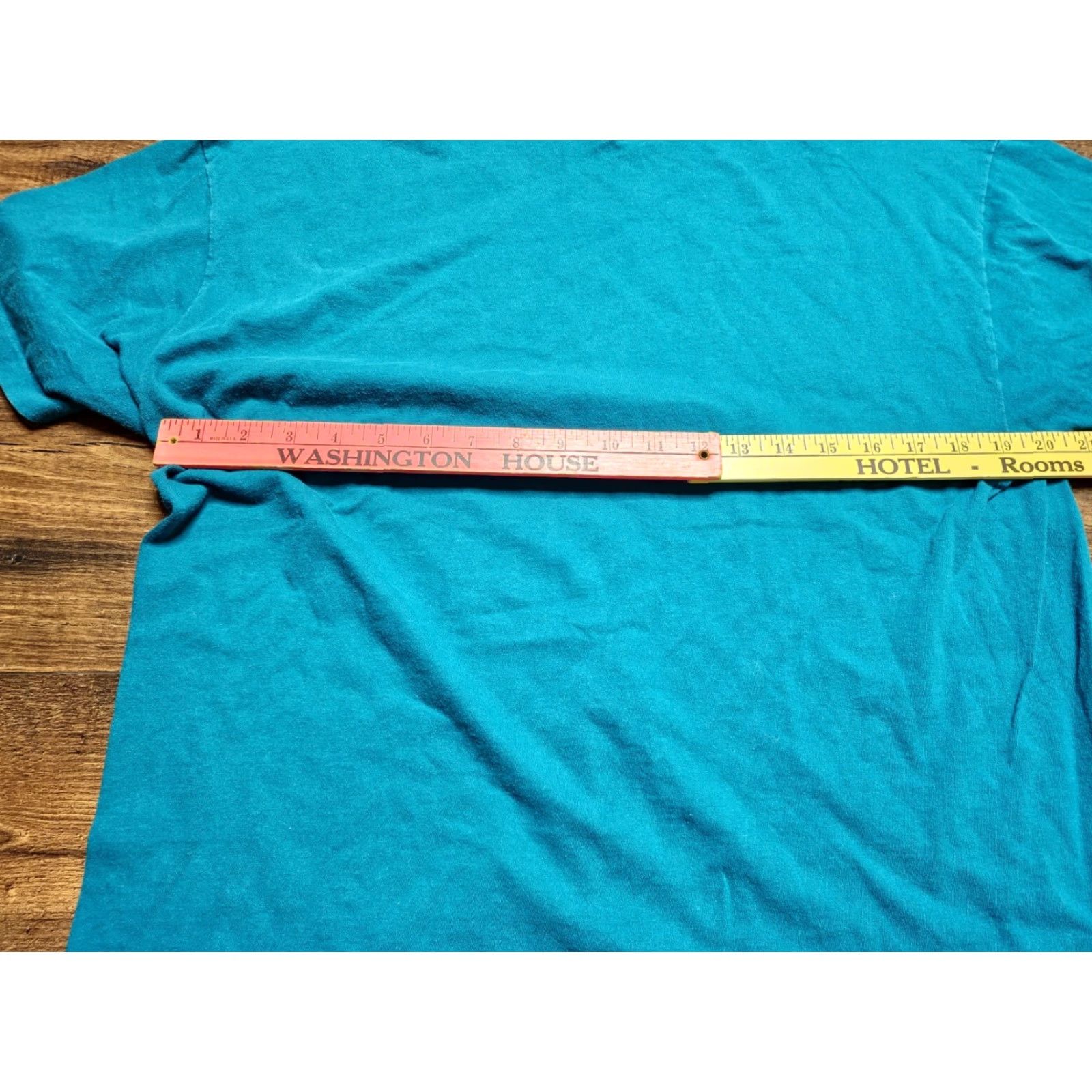 Hanes VINTAGE Hanes Heavyweight 50/50 T-Shirt Mens XL Blue Teal Short Sleeve Round Neck Cotton Blend Knit 50/50 Blank USA Regular Rock/Pattern? Size US XL / EU 56 / 4 - 3 Thumbnail