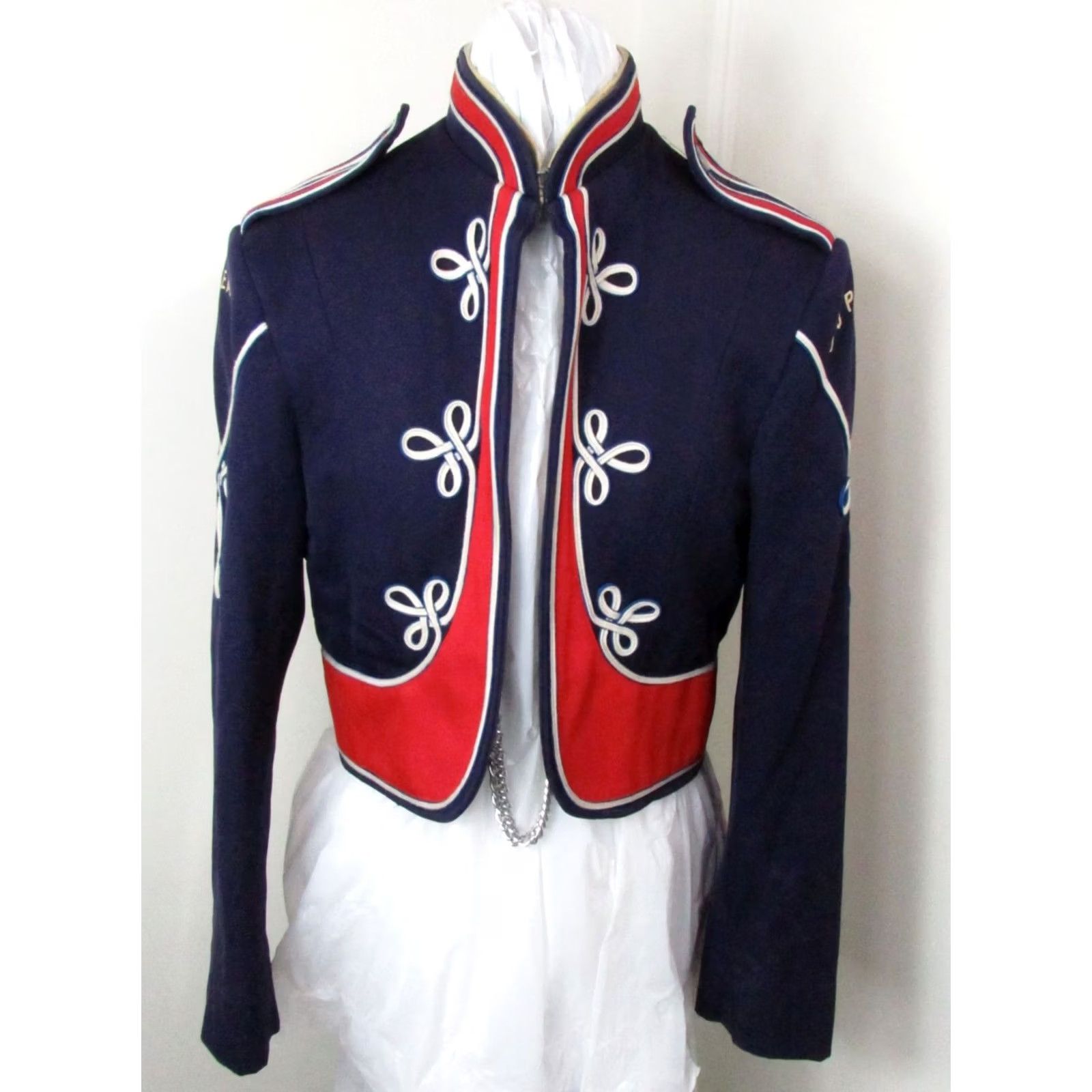 Vintage VINTAGE Stanbury 38R Navy Blue Marching Band Jacket - Unisex Wool Military Coat, Band Collar, 80s Retro Music USA Parade Jacket Size US XXS / EU 40 - 5 Thumbnail