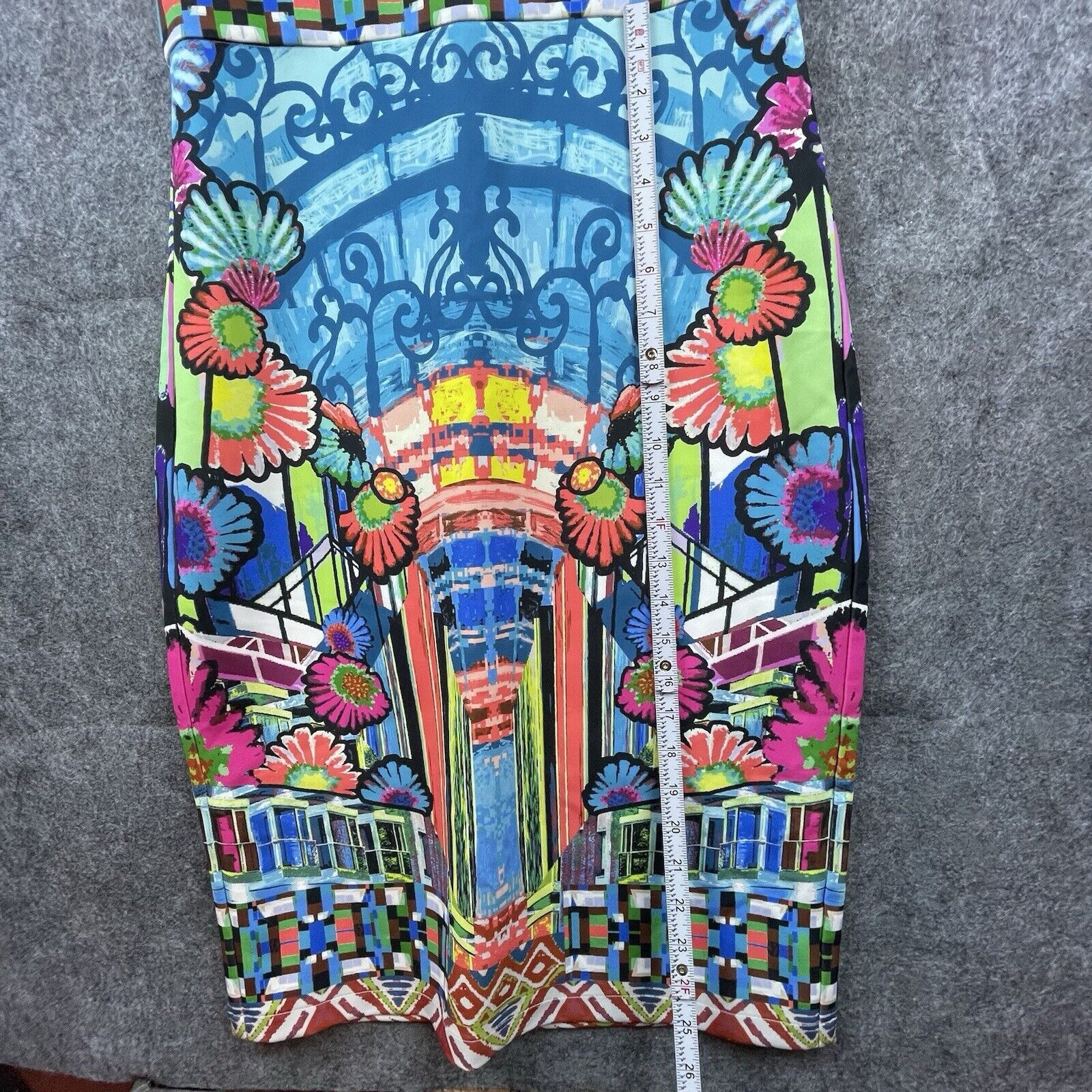 Anthropologie Champagne & Strawberry Dress Large Maximalist Art Abstract Size L / US 10 / IT 46 - 5 Thumbnail