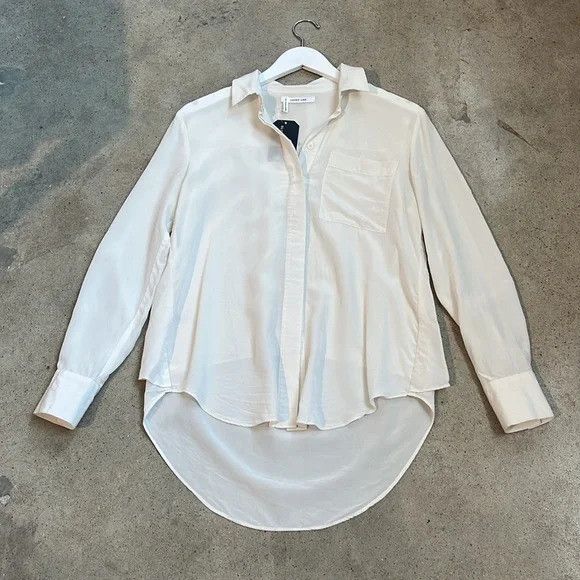 Image of Derek Lam 10 Crosby Off-White Silk Layered Pocket Shirt in Off White, Women's (Size XS)