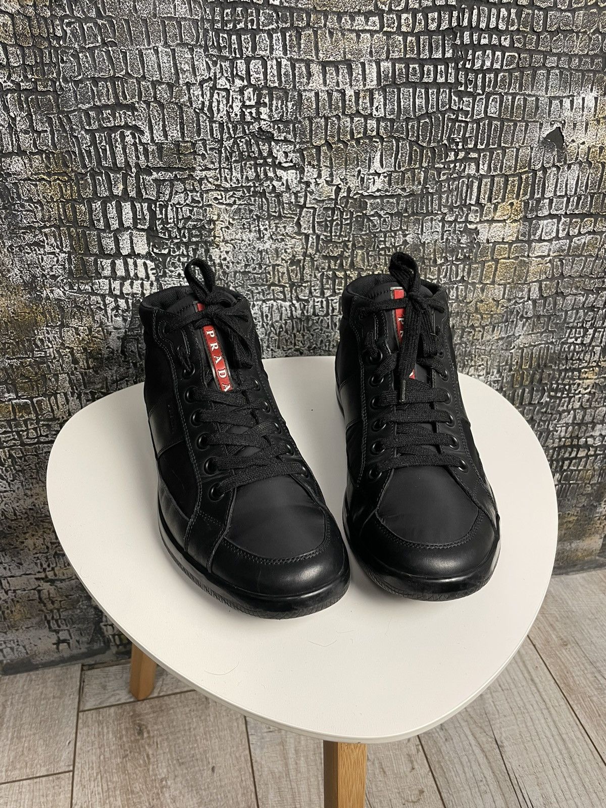 Luxury × Prada Prada Shoes Black High Top Sneakers Leather