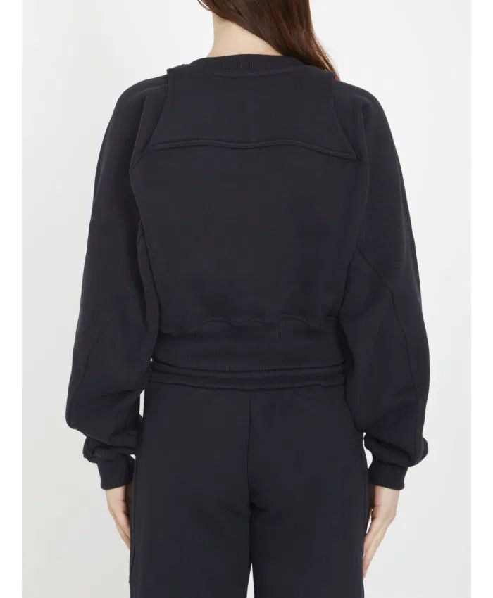 Off-White o1gr1nt0425 Off Stamp Round Crop Crewneck Sweatshirt Black Size M / US 6-8 / IT 42-44 - 3 Thumbnail