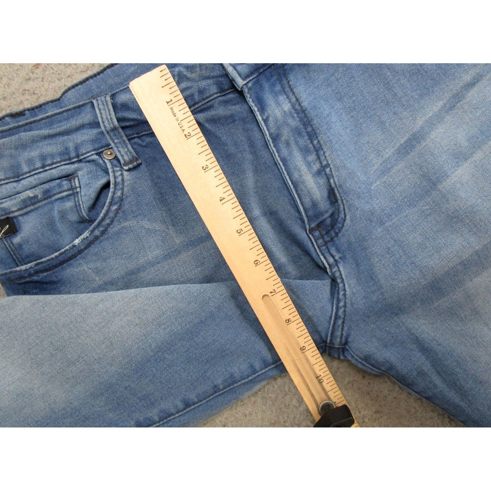 Vintage Kancan Jeans Womens Mid Rise Medium Wash Skinny Blue Stretch Denim Size 15/31 Slim 5-Pocket Design Button Zip Womens Clothing Size 24" / US 00 / IT 34 - 7 Thumbnail