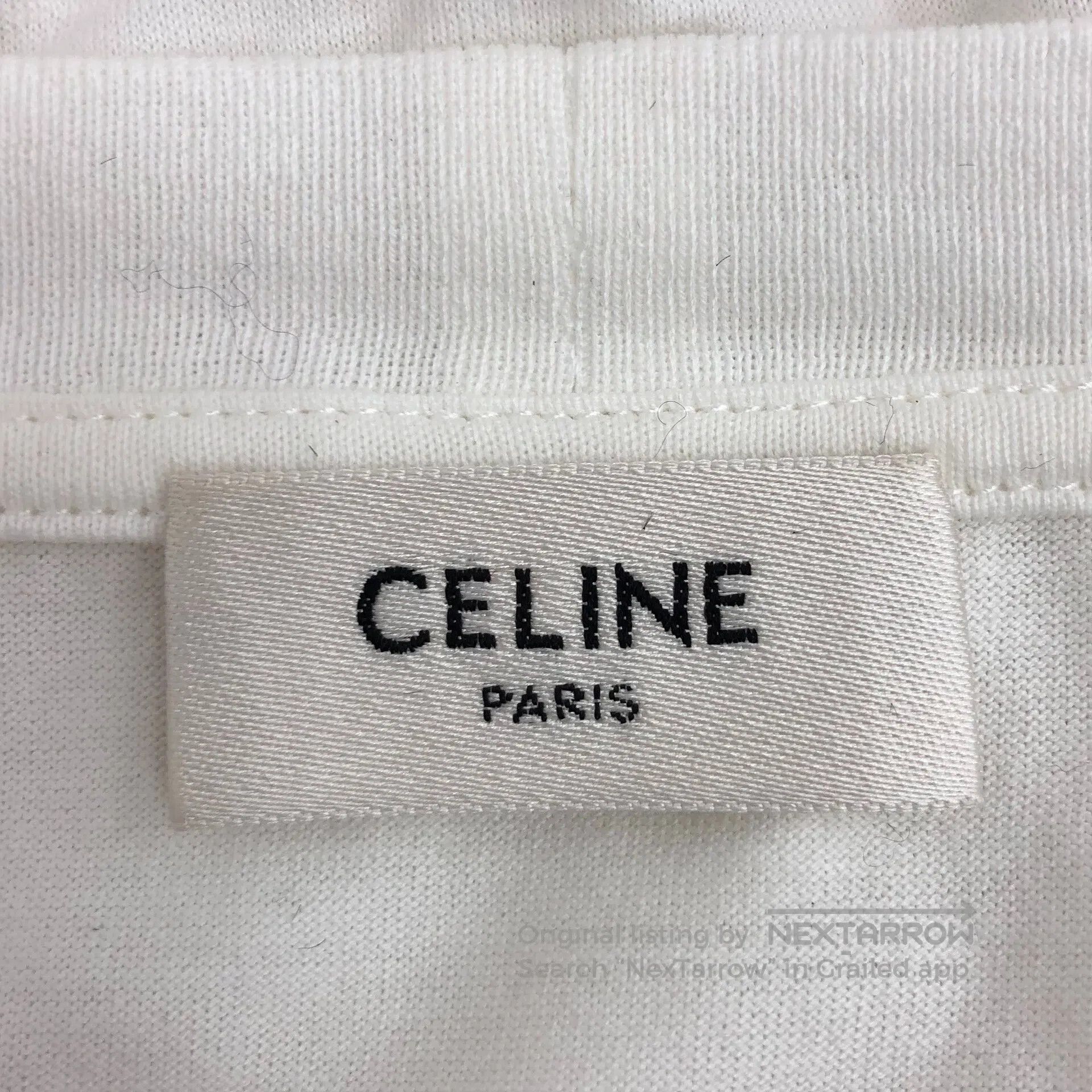 Celine CELINE White Triumph Arch Embroidered Cotton Crewneck Shor Size US L / EU 52-54 / 3 - 5 Thumbnail