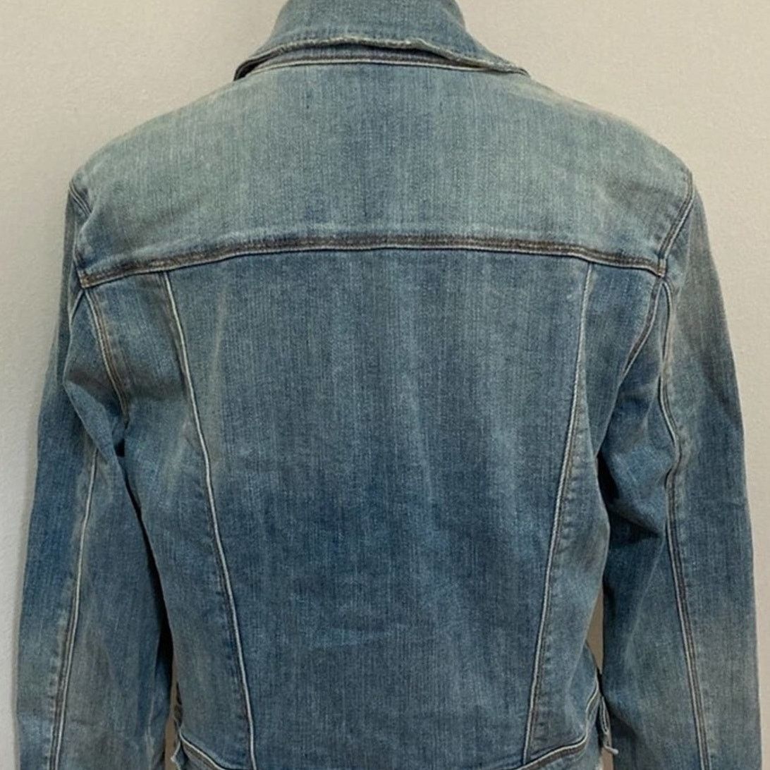 J Brand rare Harlow Cropped Denim Trucker Jacket size M Surface Blue Size M / US 6-8 / IT 42-44 - 7 Thumbnail