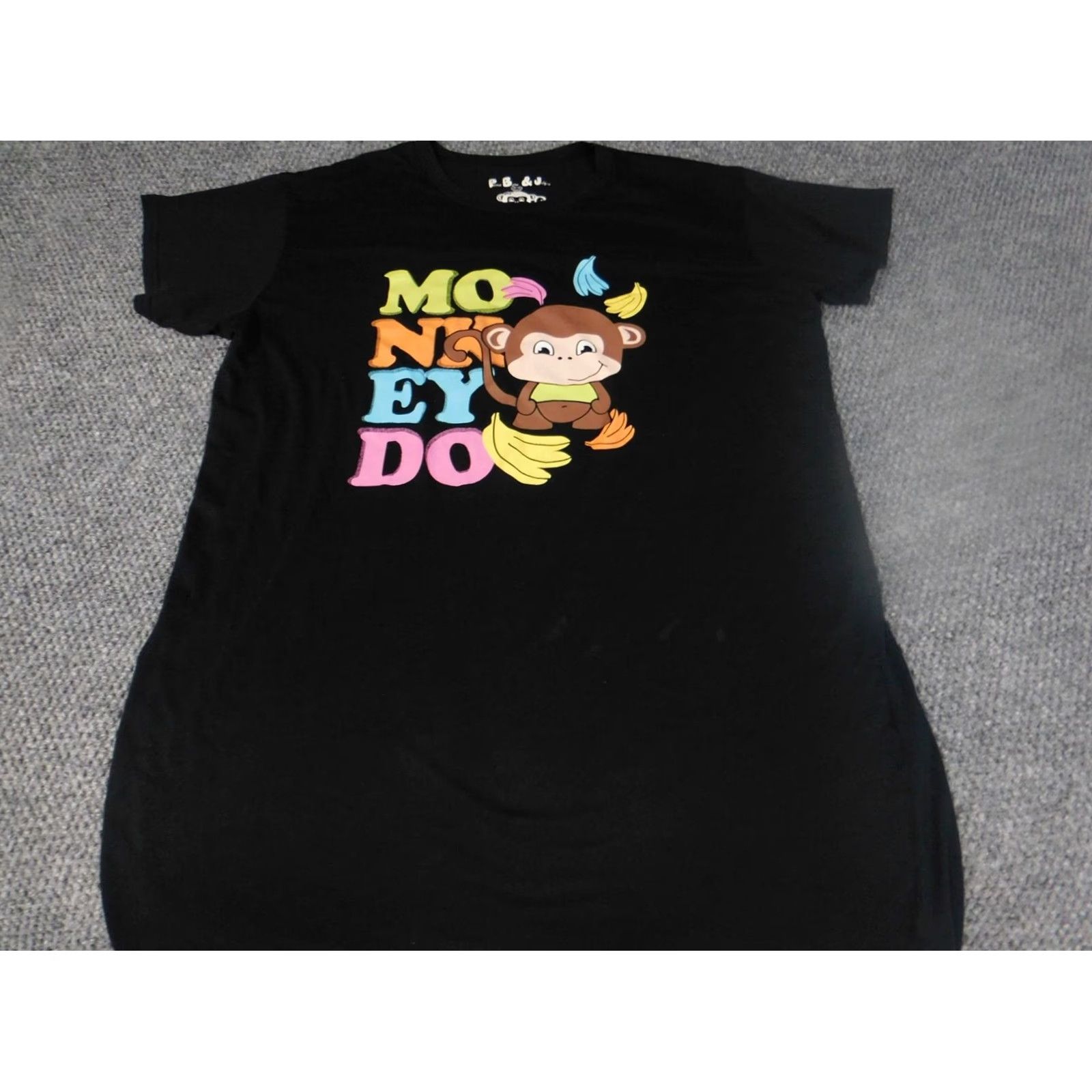 Vintage PB&J Womens Shirt 1X Black T-Shirt Crew Neck Short Sleeve Pullover Cotton Polyester Plus Size Love Graphic Casual 1X Womens Mens Girls Size XL / US 12-14 / IT 48-50 - 3 Thumbnail