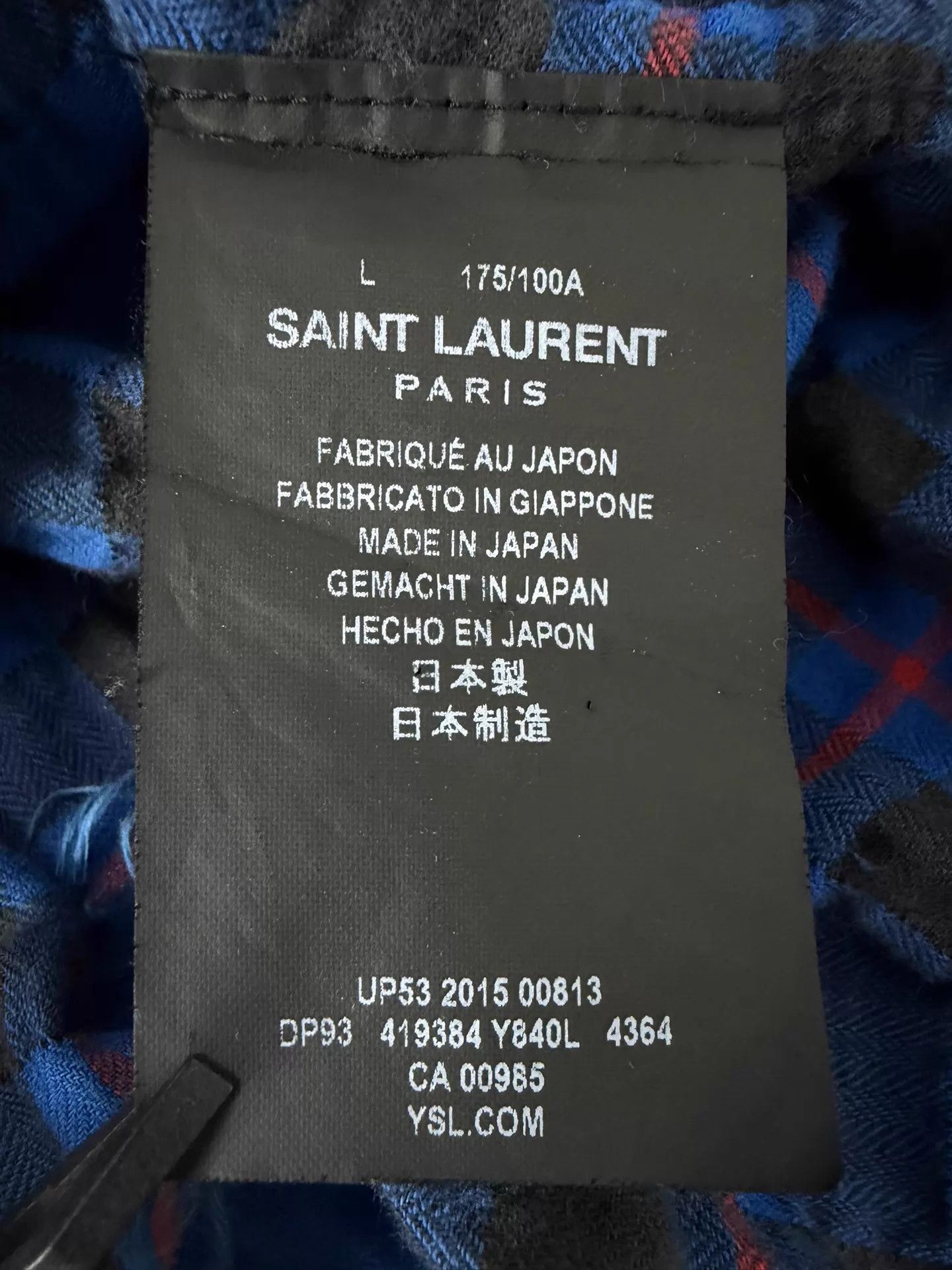 Saint Laurent Paris SLP 16ss distressed raw hem blue black red check shirt sizeL Size US L / EU 52-54 / 3 - 5 Thumbnail