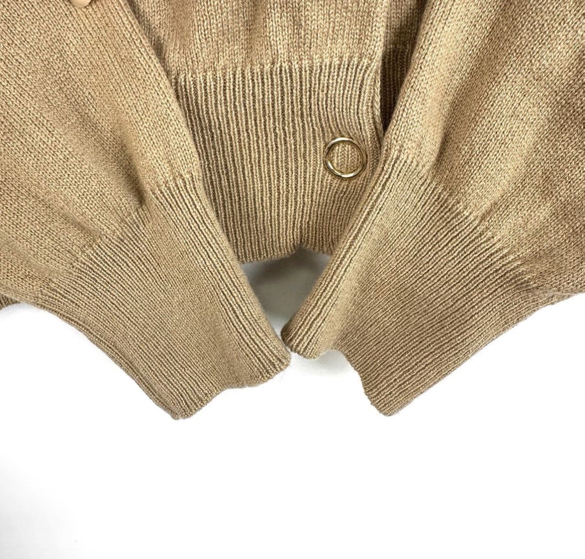 Burberry Burberry Camel Cashmere Cardigan with Scarf K12 Size L / US 10 / IT 46 - 6 Thumbnail