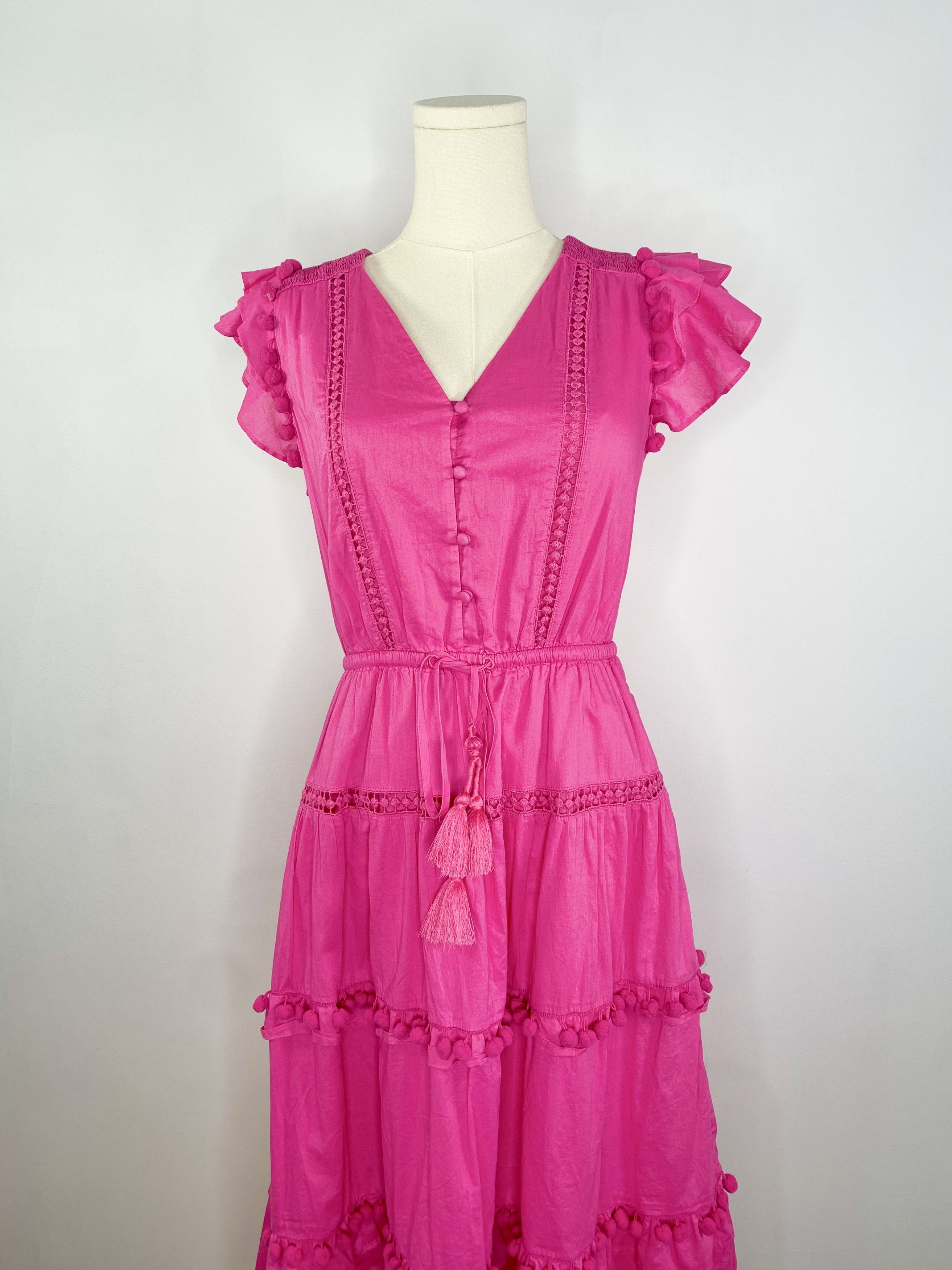 J.Crew J Crew - Pink Boho Flamenco Pom-Pom Maxi Dress Size S / US 4 / IT 40 - 6 Thumbnail