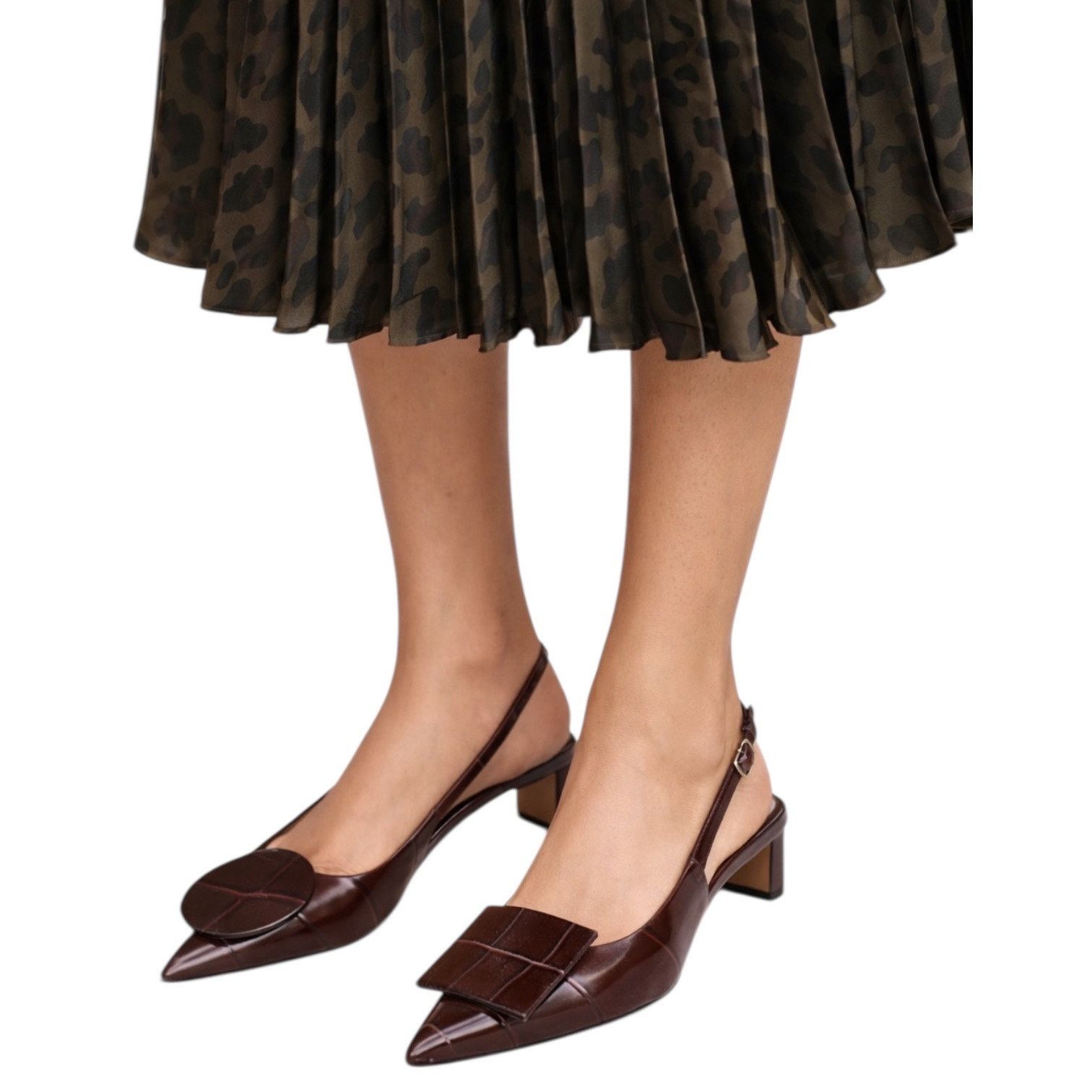 Jacquemus Jacquemus Les Duelo Slingback Pump Croc Emboss Brown 38 Size US 7.5 / IT 37.5 - 2 Thumbnail