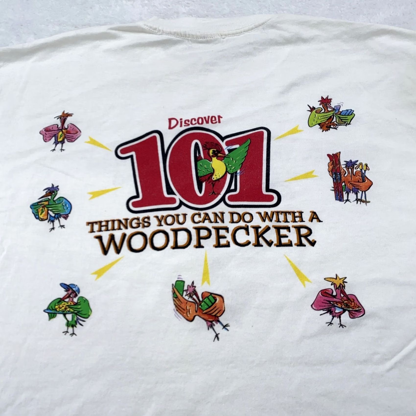 Champion VINTAGE Woodpecker Cider Shirt Mens L White Champion 101 Things Funny 90s Size US L / EU 52-54 / 3 - 7 Thumbnail