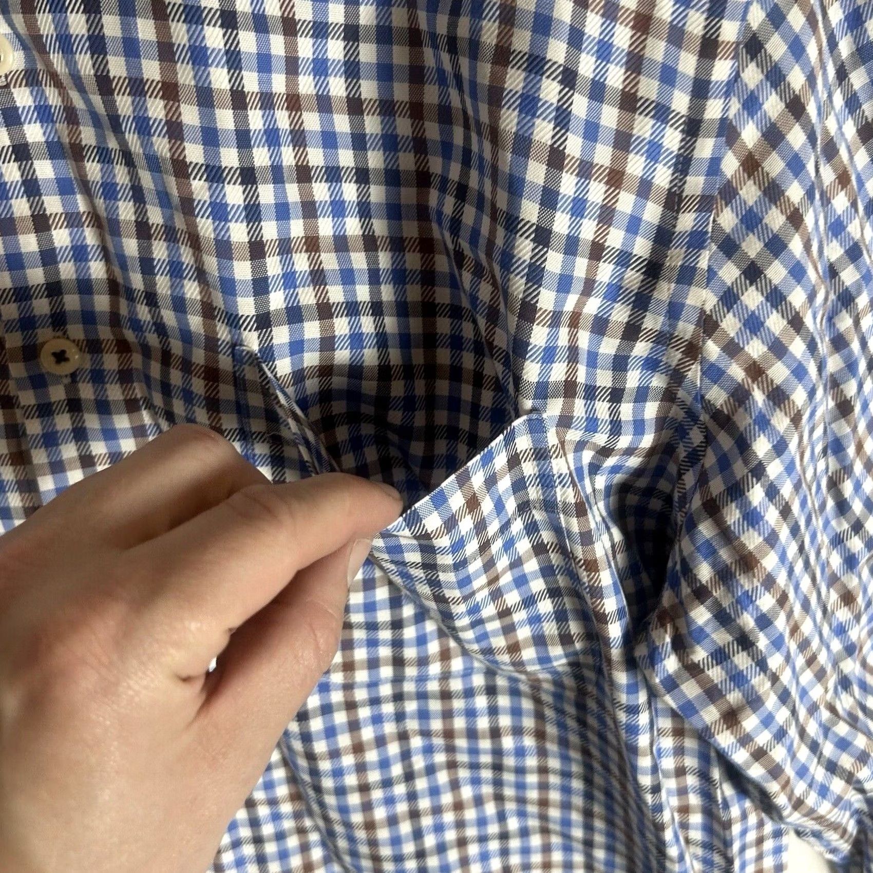 Peter Millar Peter Millar Blue Gingham Check Mens Shirt Size Medium Long Sleeve Cotton Button-Up Size US M / EU 48-50 / 2 - 5 Thumbnail
