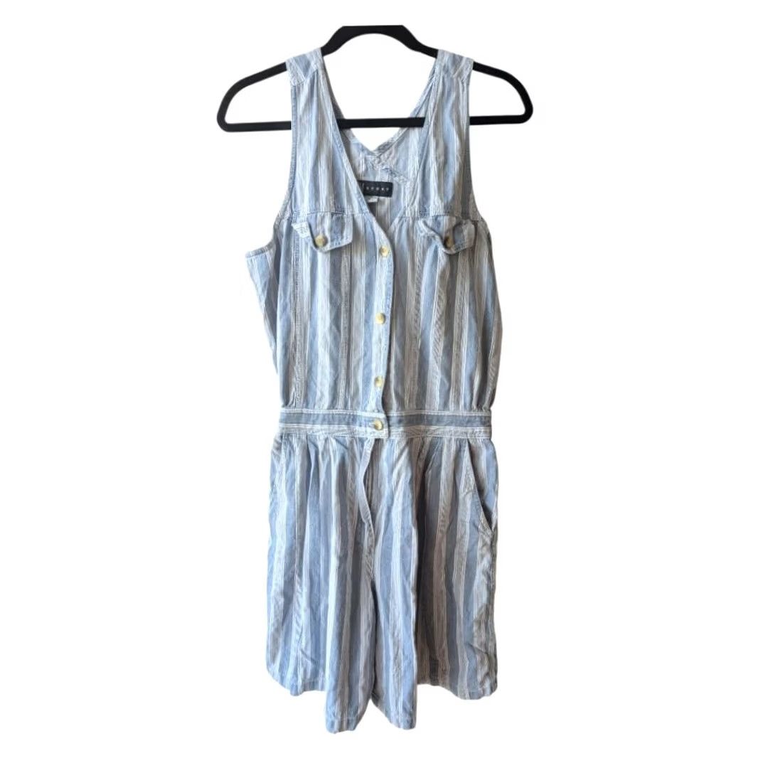 Vintage VINTAGE A/M Sport Romper Blue White Striped Sleeveless Button Front Size M Womens Shortall 90s Size 32" / US 10 / IT 46 - 5 Thumbnail