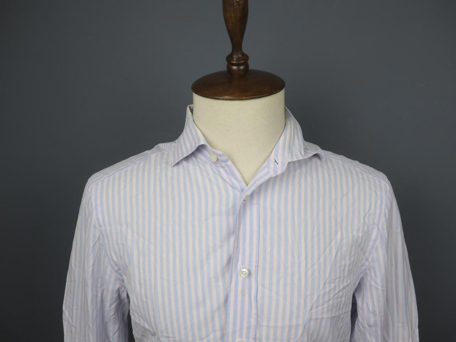 Luigi Borrelli Luigi Borrelli Napoli Blue White Striped Size 43 Size 38R - 12 Thumbnail