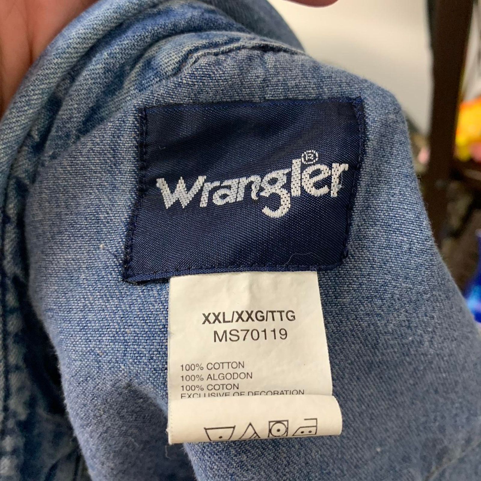 Vintage × Wrangler Vintage Wrangler Denim Pearl Snap Button Up Shirt Size US XXL / EU 58 / 5 - 8 Thumbnail