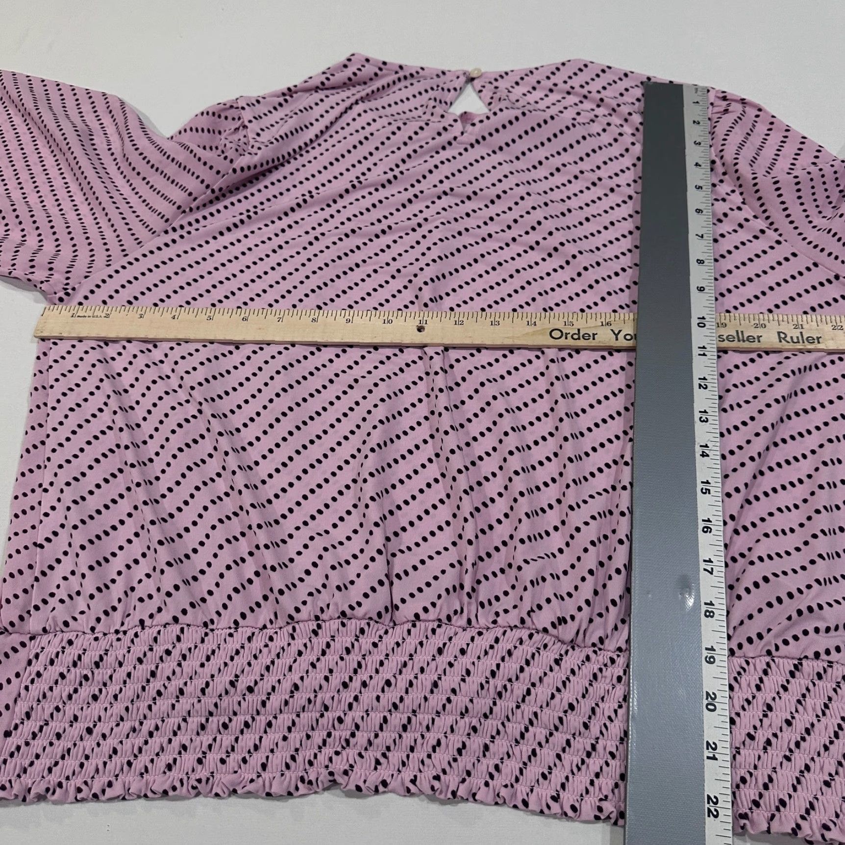 Ann Taylor Ann Taylor Blouse Womens 2XL Pink Polka Dot Long Sleeve Office Casual Coquette Blouse Size XXL / US 16-18 / IT 52-54 - 4 Thumbnail