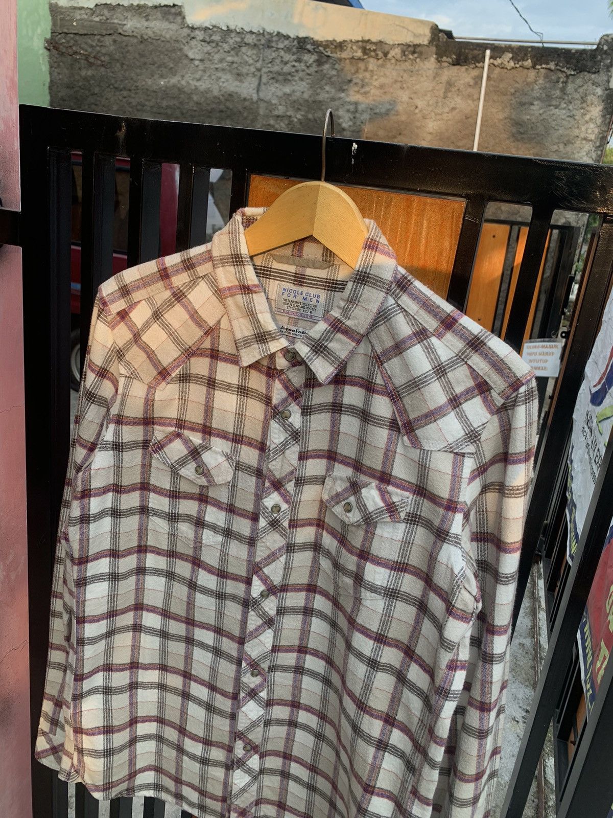 Designer × Japanese Brand × Nicole Club Nicole Club For Men Plaid Western Shirt Size US L / EU 52-54 / 3 - 2 Thumbnail