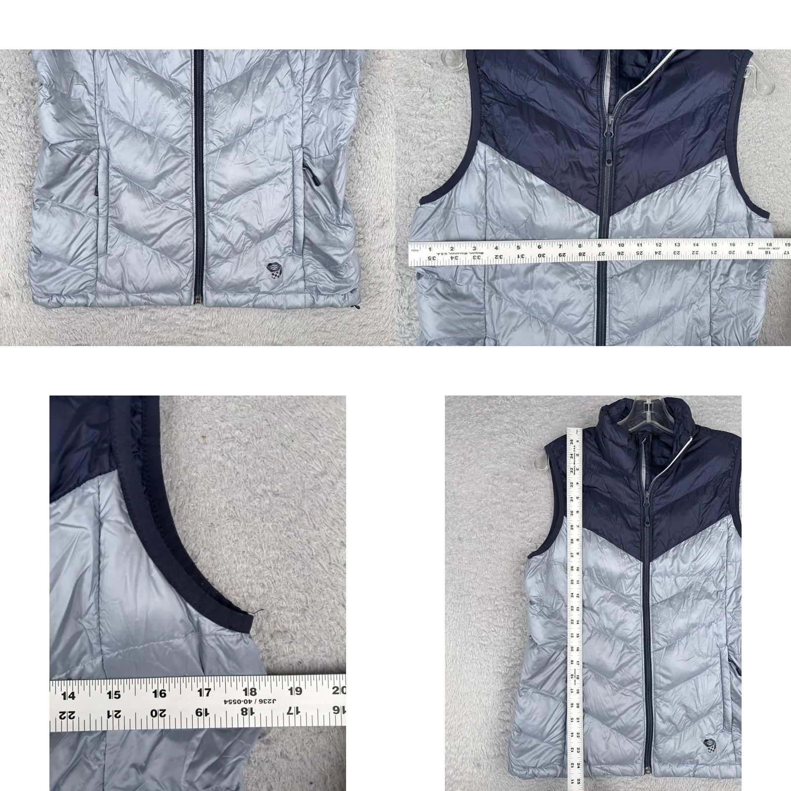 Mountain Hardwear VINTAGE Mountain Hardwear Vest Womens Medium Blue Puffer Ratio Down 650 Mock Neck Hike Size M / US 6-8 / IT 42-44 - 8 Thumbnail