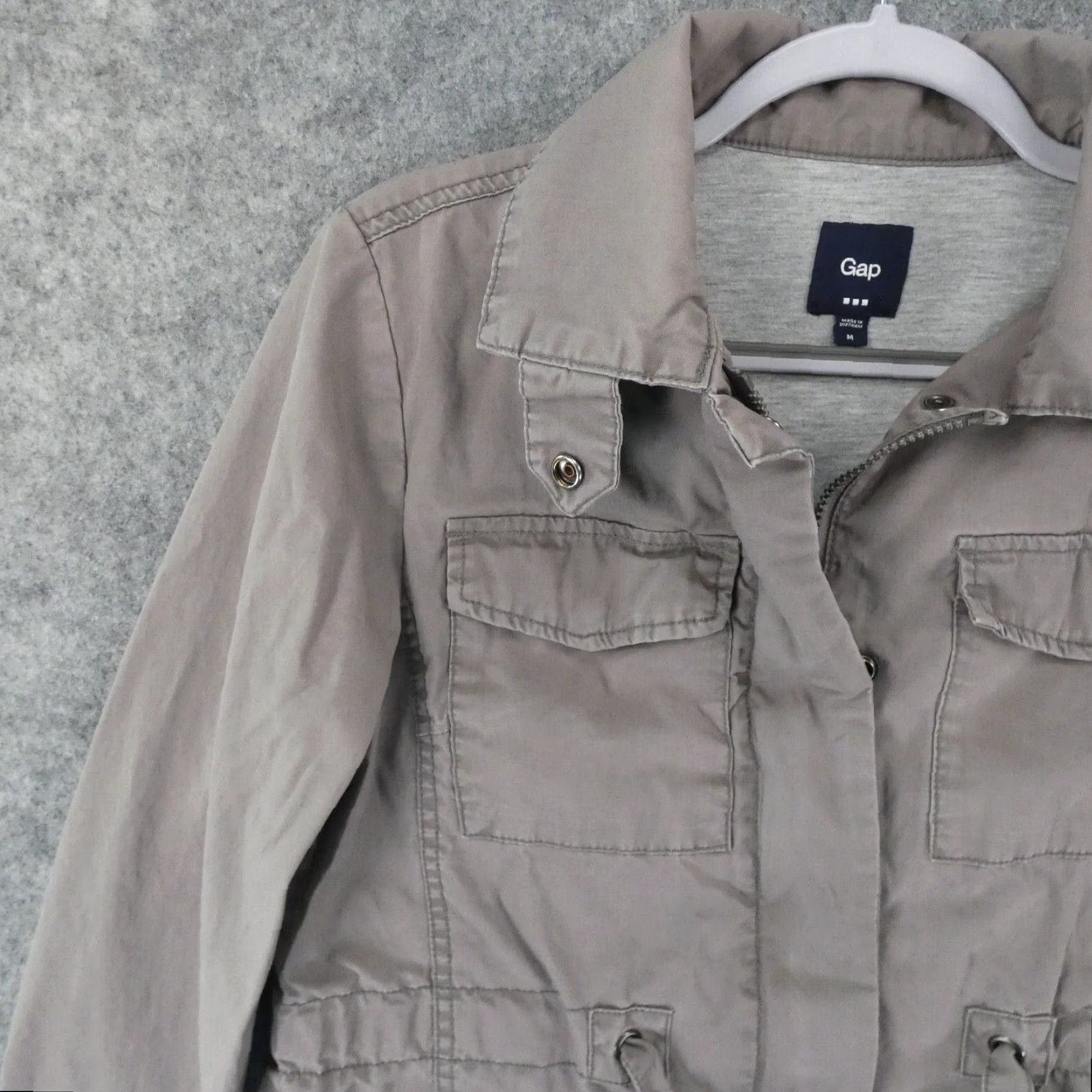 Gap Gap Jacket Womens Medium Gray Jersey Lined Barn Coat Full Zip Drawstring Size M / US 6-8 / IT 42-44 - 3 Thumbnail