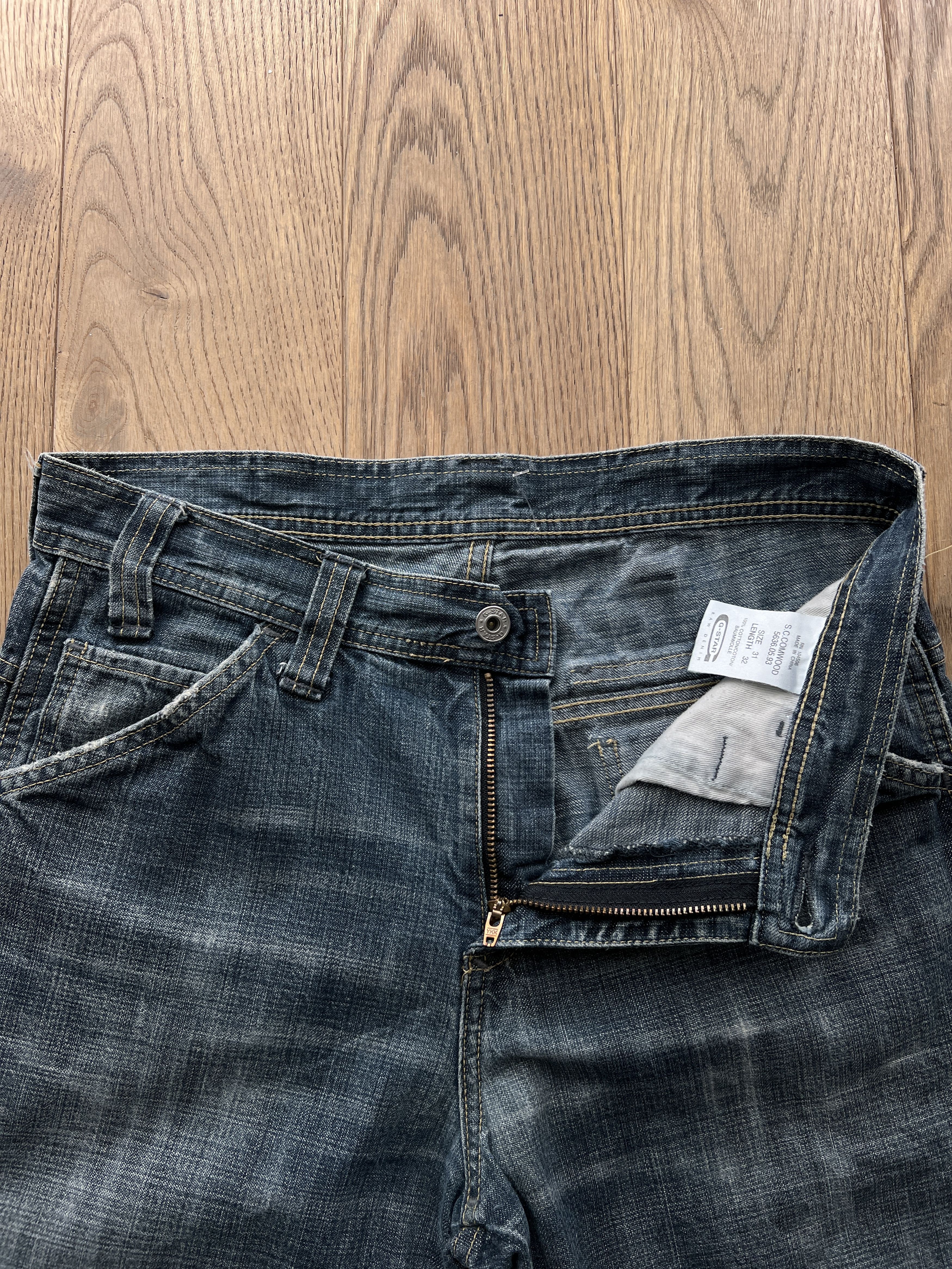G-Star 90s G-Star RAW Comwood double knee flared boot cut denim y2k Size US 31 - 14 Thumbnail