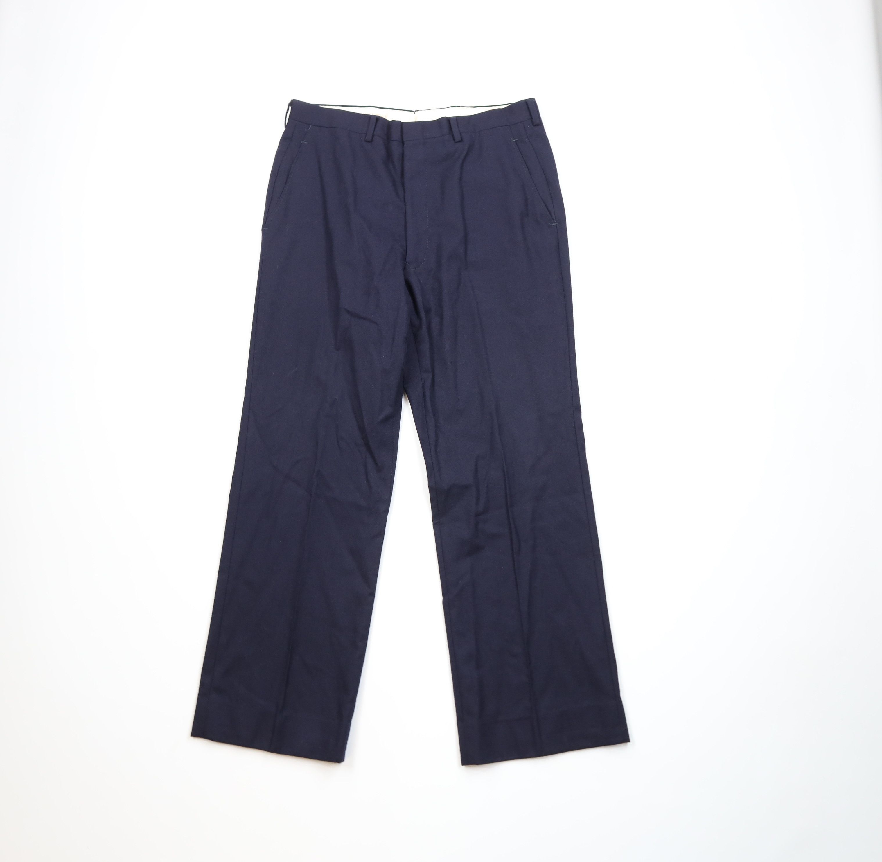 Vintage Vintage 70s Streetwear Wool Wide Leg Chino Pants Blue USA Size US 34 / EU 50 - 1 Thumbnail