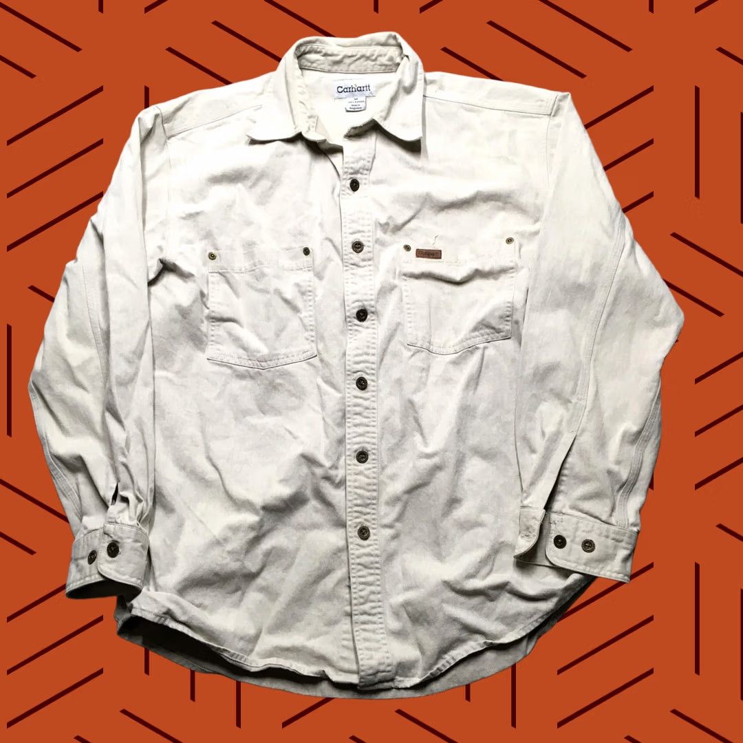 Carhartt Carhartt Shirt Mens M Beige Solid Long Sleeve Button-Up Workwear Canvas Size US M / EU 48-50 / 2 - 1 Thumbnail