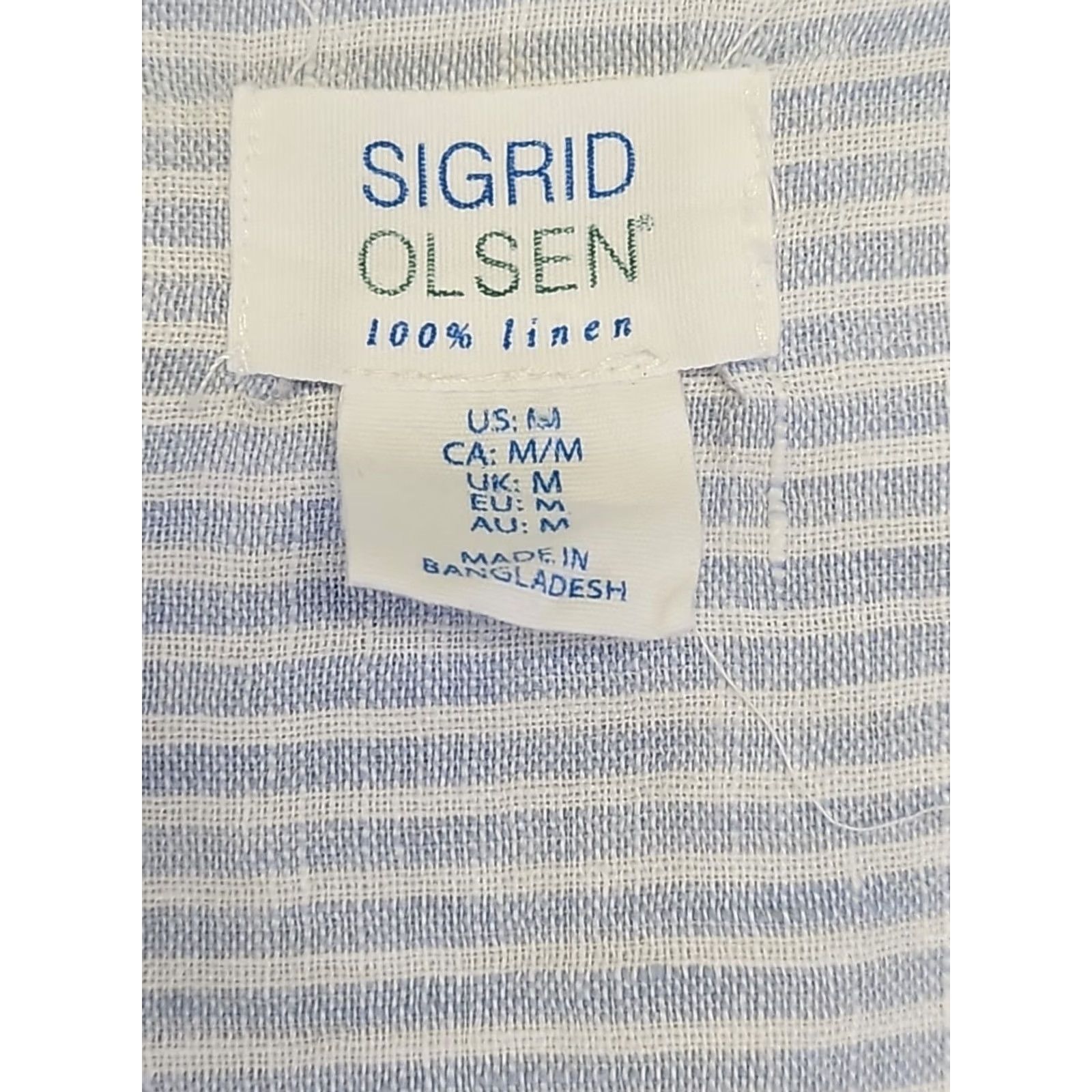 Vintage Coastal Sigrid Olsen 100% Linen Blue Striped Button Front Shirt Women’s M Coastal Size M / US 6-8 / IT 42-44 - 2 Thumbnail