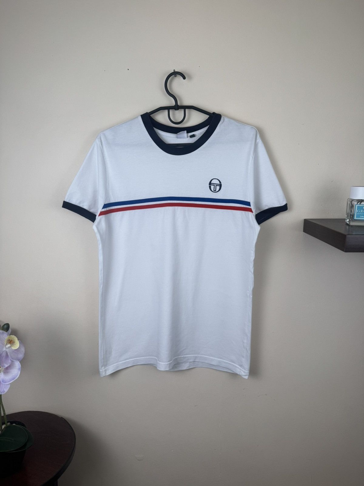 Sergio Tacchini Sergio Tacchini Mens M Whiw Blue T-Shirt Red Logo Athletic Size US M / EU 48-50 / 2 - 1 Thumbnail