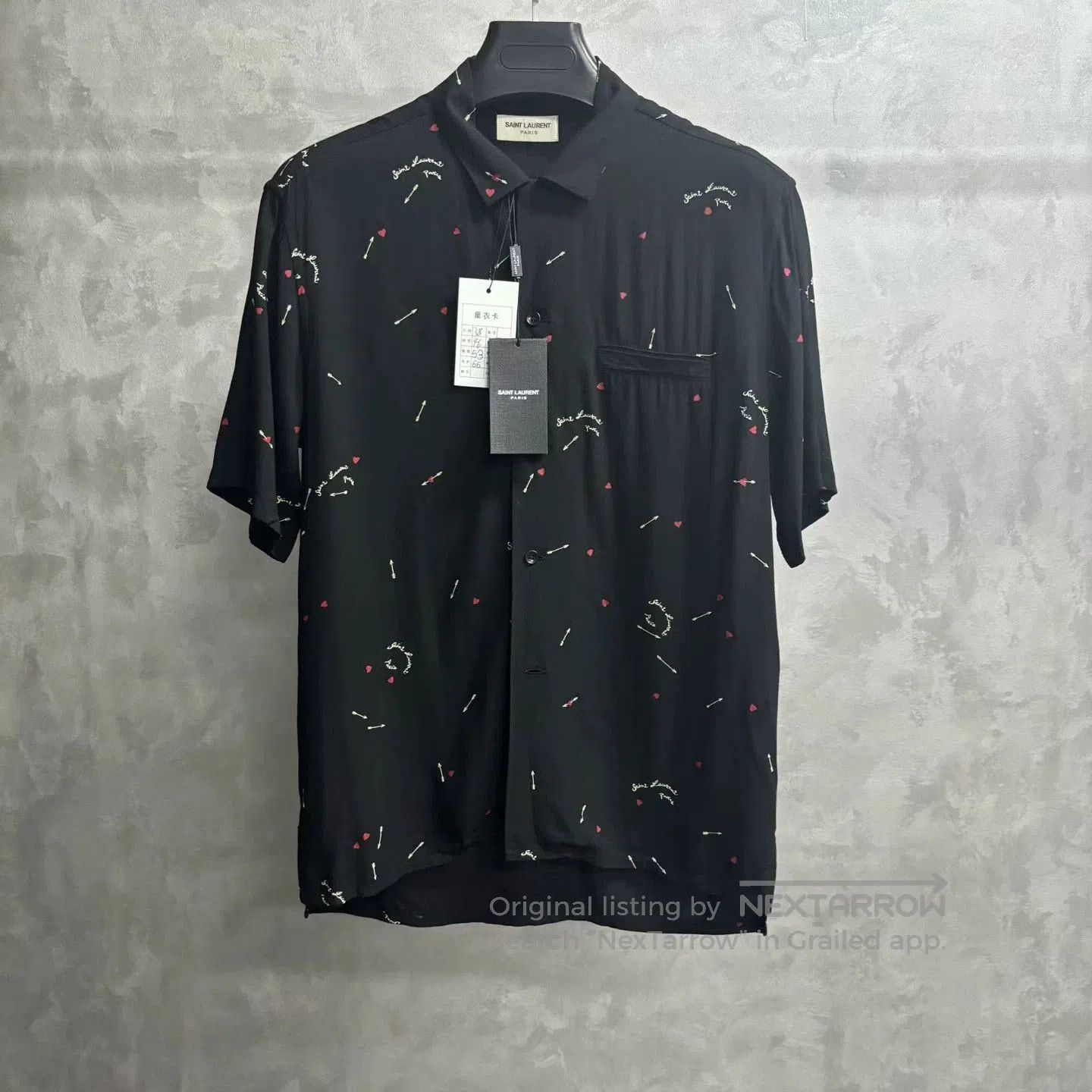 Saint Laurent Paris Saint Laurent Black Printed Shark Collar Shirt. Size US M / EU 48-50 / 2 - 1 Thumbnail
