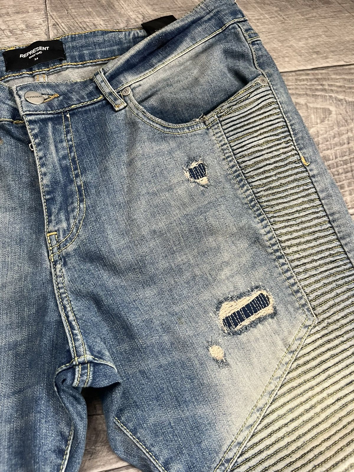 Represent Clo. Represent Biker Denim Sand Blue Pants Jeans Size US 32 / EU 48 - 7 Thumbnail
