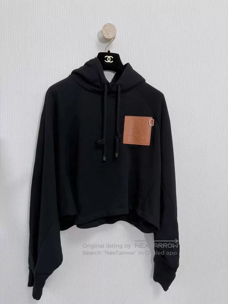 Loewe Loewe Leather Badge Big Logo Black Hoodie Size M / US 6-8 / IT 42-44 - 1 Thumbnail