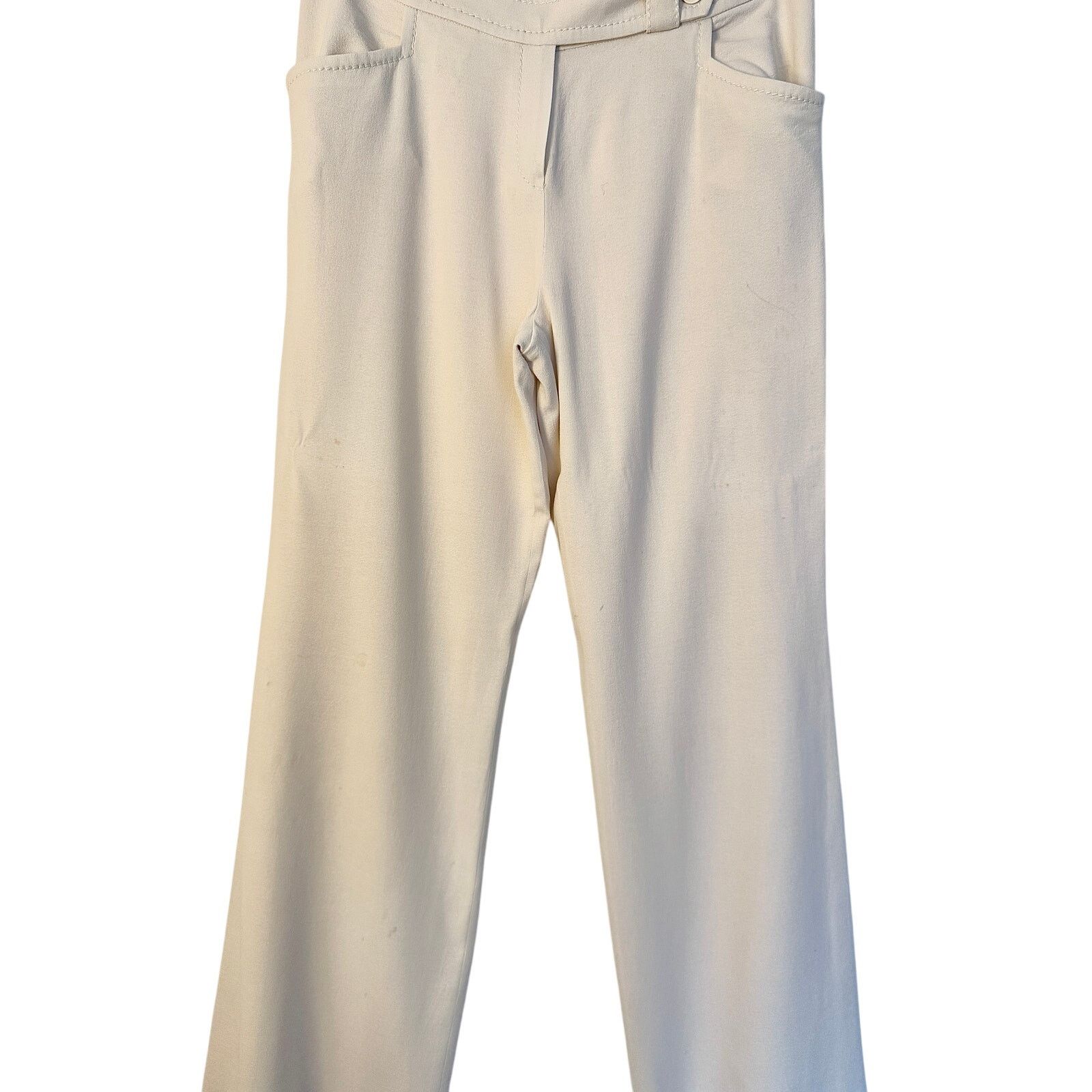 Dior Christian Dior Women's Ivory Viscose Wool Blend Trousers Size 34" / US 12 / IT 48 - 4 Thumbnail