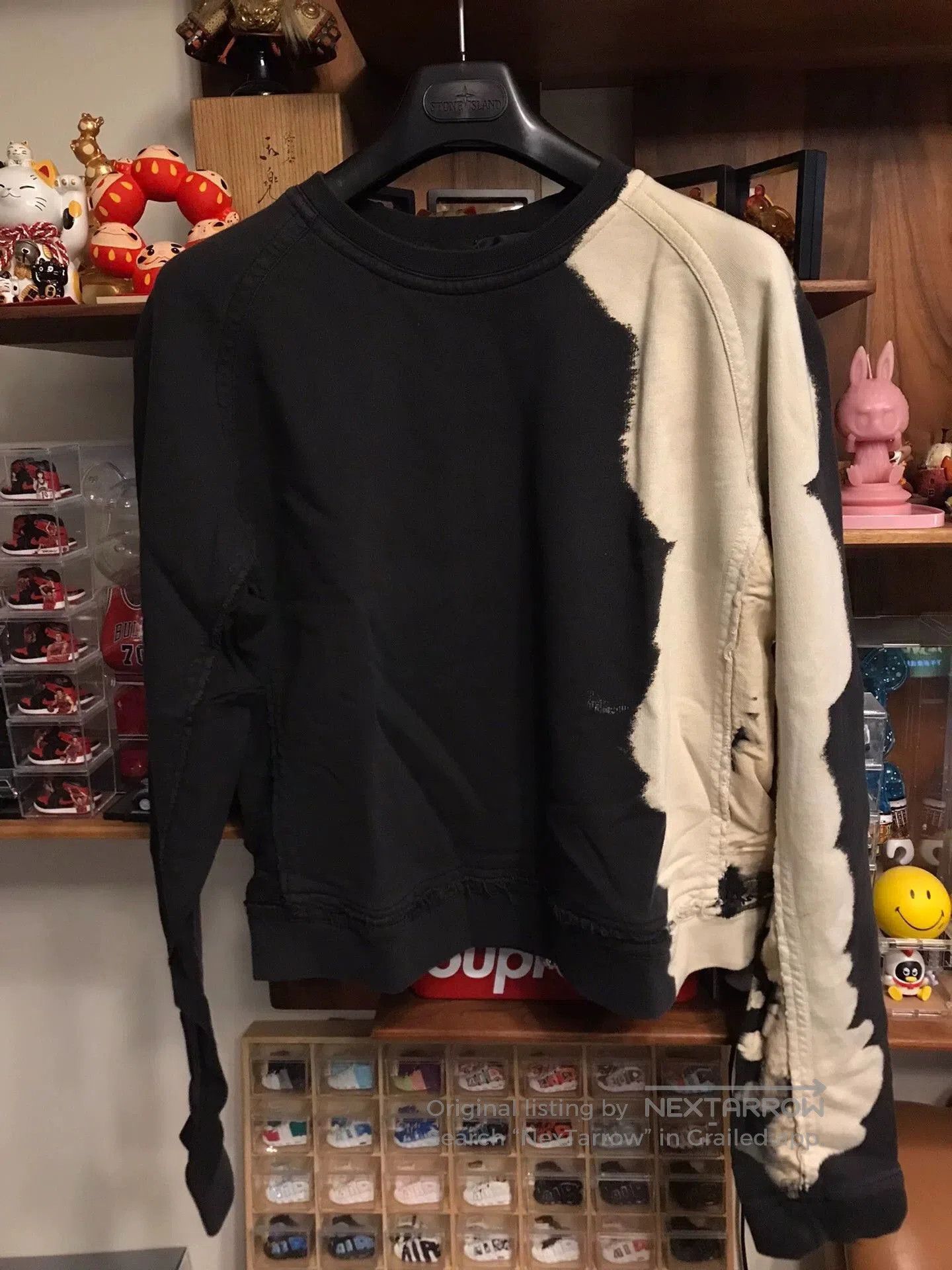 Haider Ackermann Black & Cream Distressed Long Sleeve Sweatshirt. Size US M / EU 48-50 / 2 - 1 Thumbnail