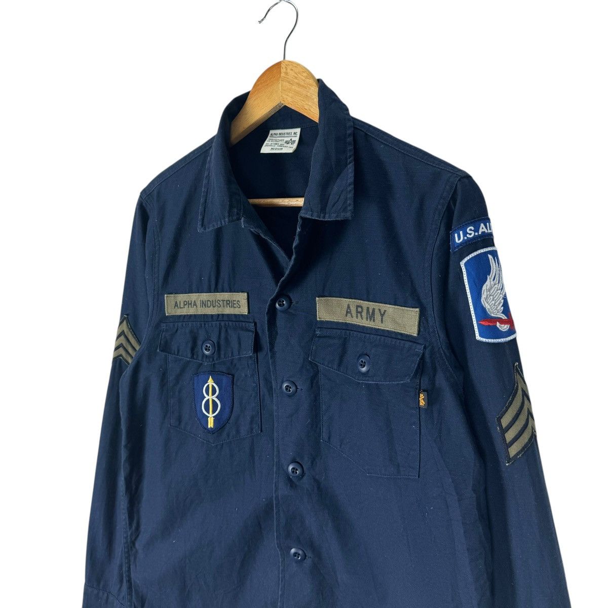 Alpha Industries × Vintage ☀️ALPHA INDUSTRIES PATCH BUTTON SHIRTS Size US M / EU 48-50 / 2 - 5 Thumbnail