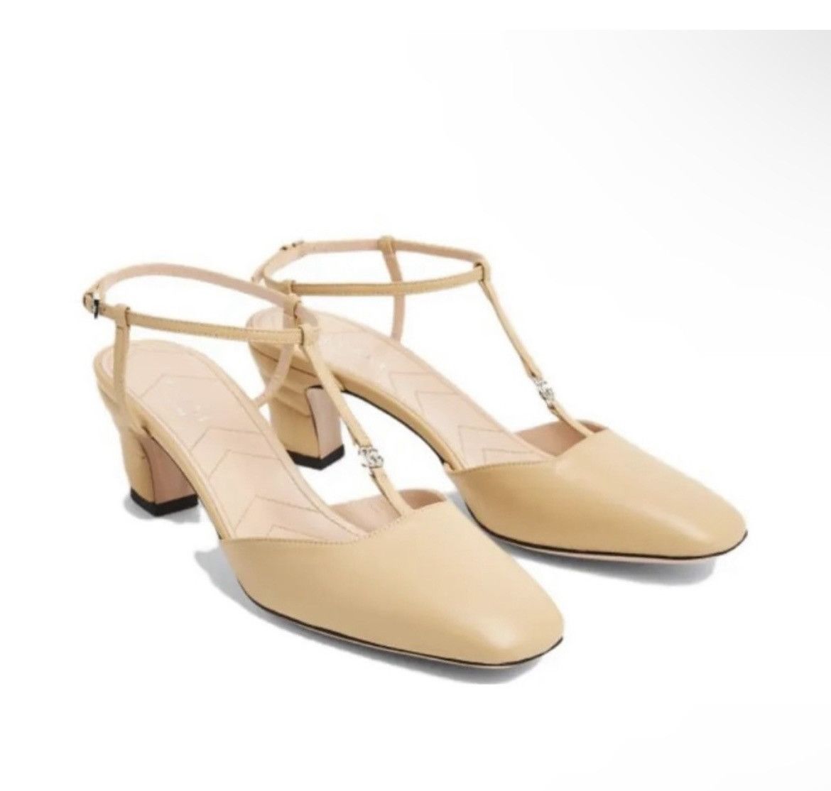 Gucci Gucci Double G T-Bar Leather Pumps Wheat Size US 10 / IT 40 - 1 Thumbnail