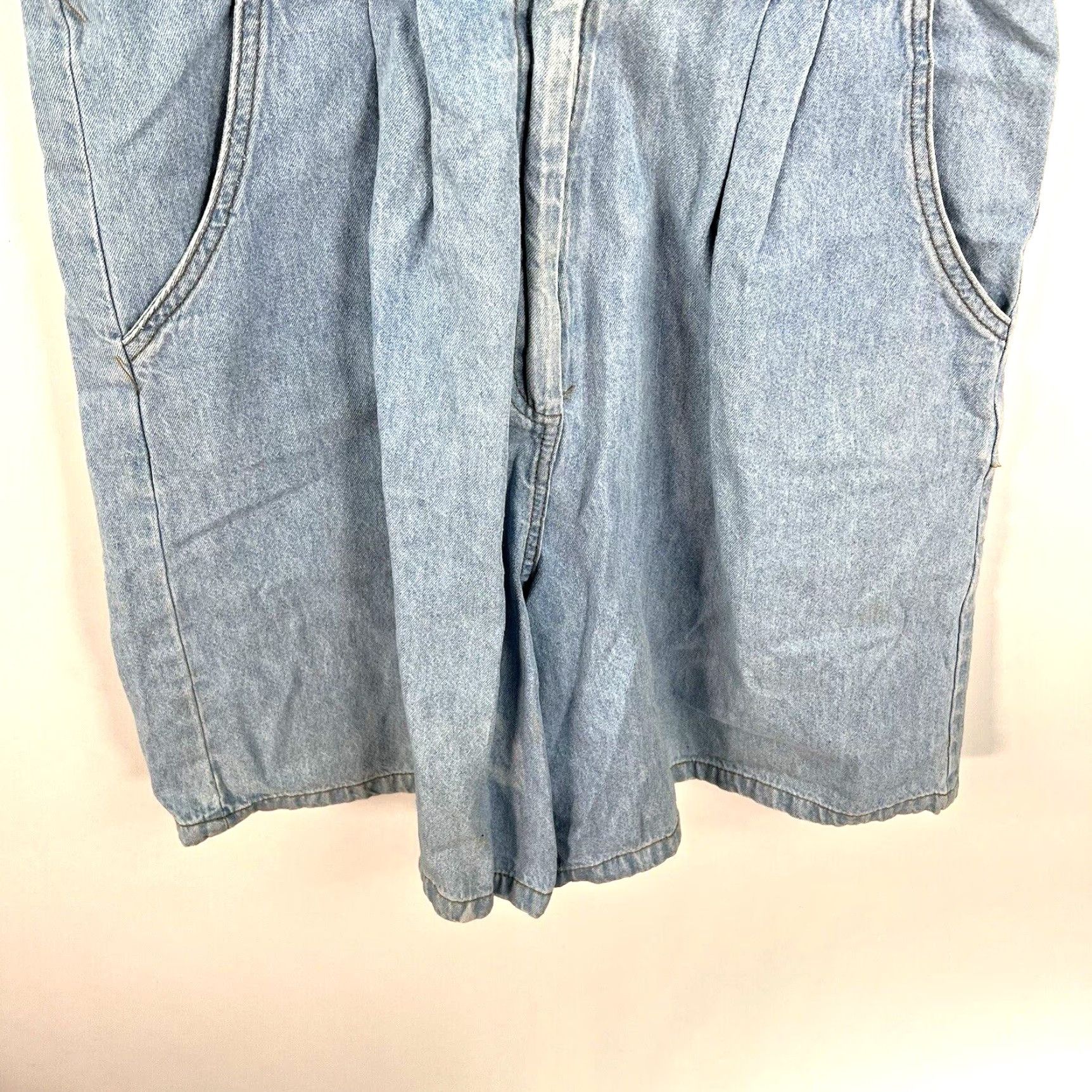 Denime VINTAGE DNM Denim Romper Womens Size L Short Sleeve Blue 80s Casual Activewear Skort Size L / US 10 / IT 46 - 3 Thumbnail