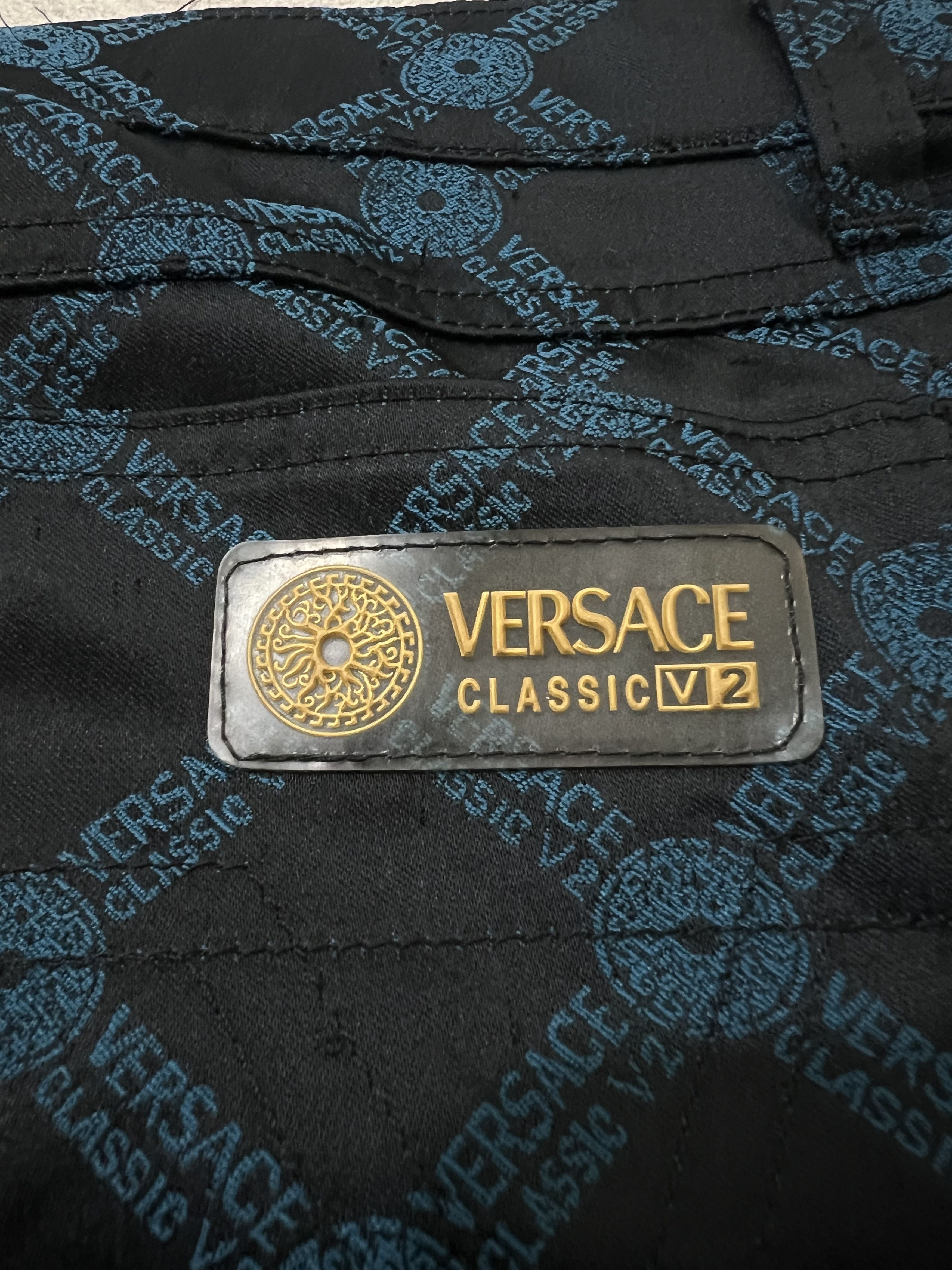 Japanese Brand 2000s Versace V2 Classic Embroidery Pattern Silk Pants Size US 30 / EU 46 - 10 Thumbnail