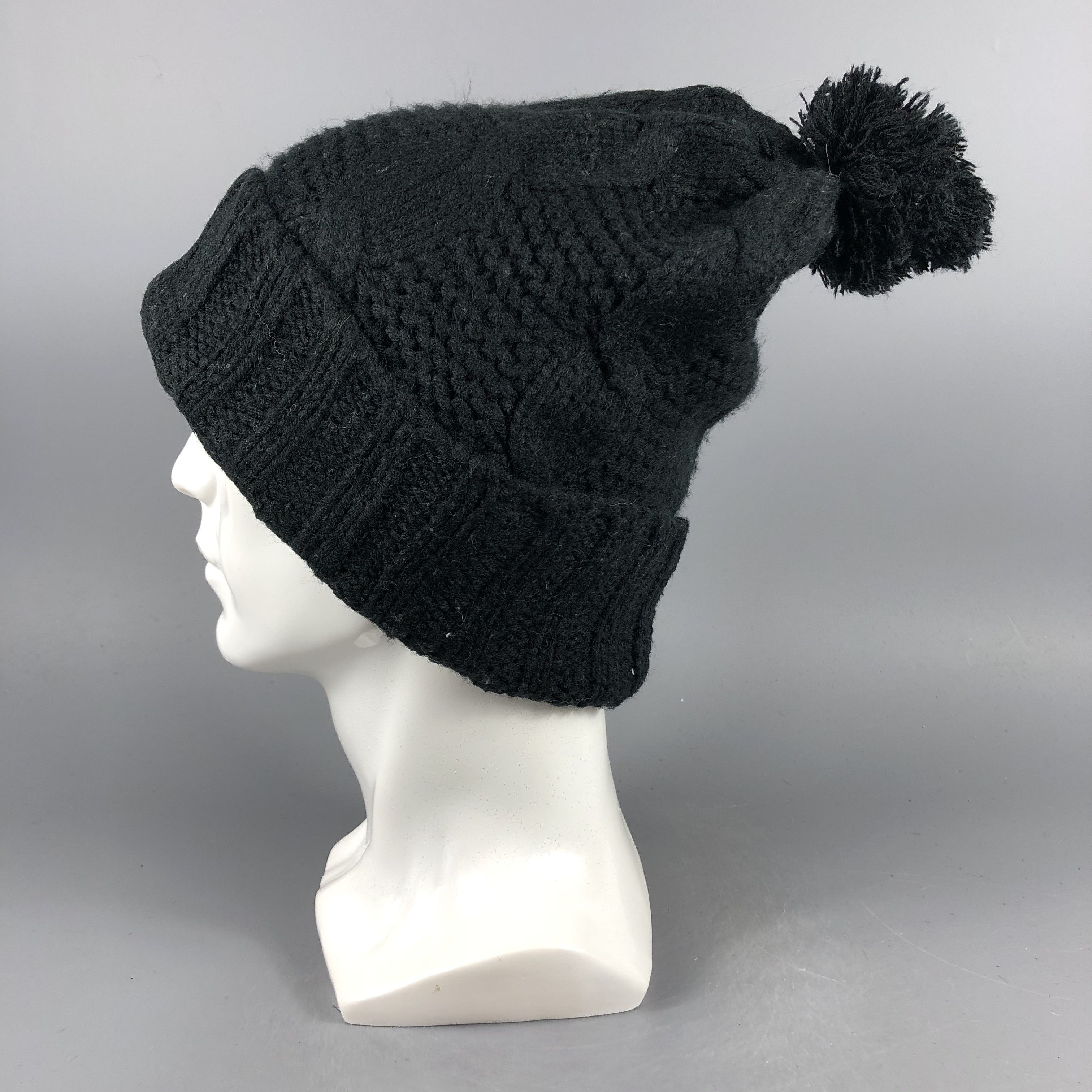 Japanese Brand × Vintage Japanese Brand Cable Knit Black Beanie Snow Cap -D1291 Size ONE SIZE - 1 Thumbnail