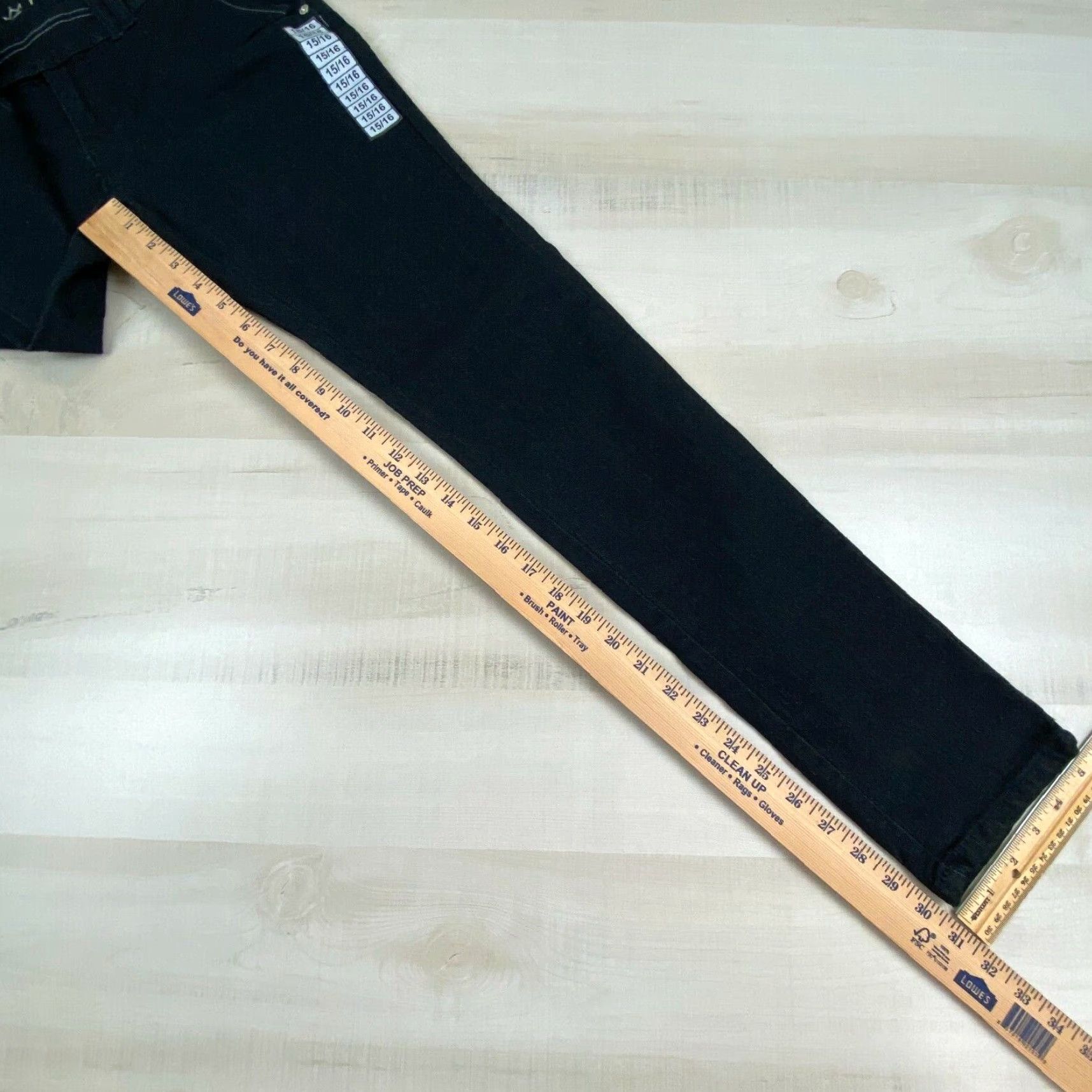 Celine E Line Womens Black Mid Rise Skinny Jeans Juniors Size 15 Stretch Cotton Blend Size 36" / US 14 / IT 50 - 7 Thumbnail