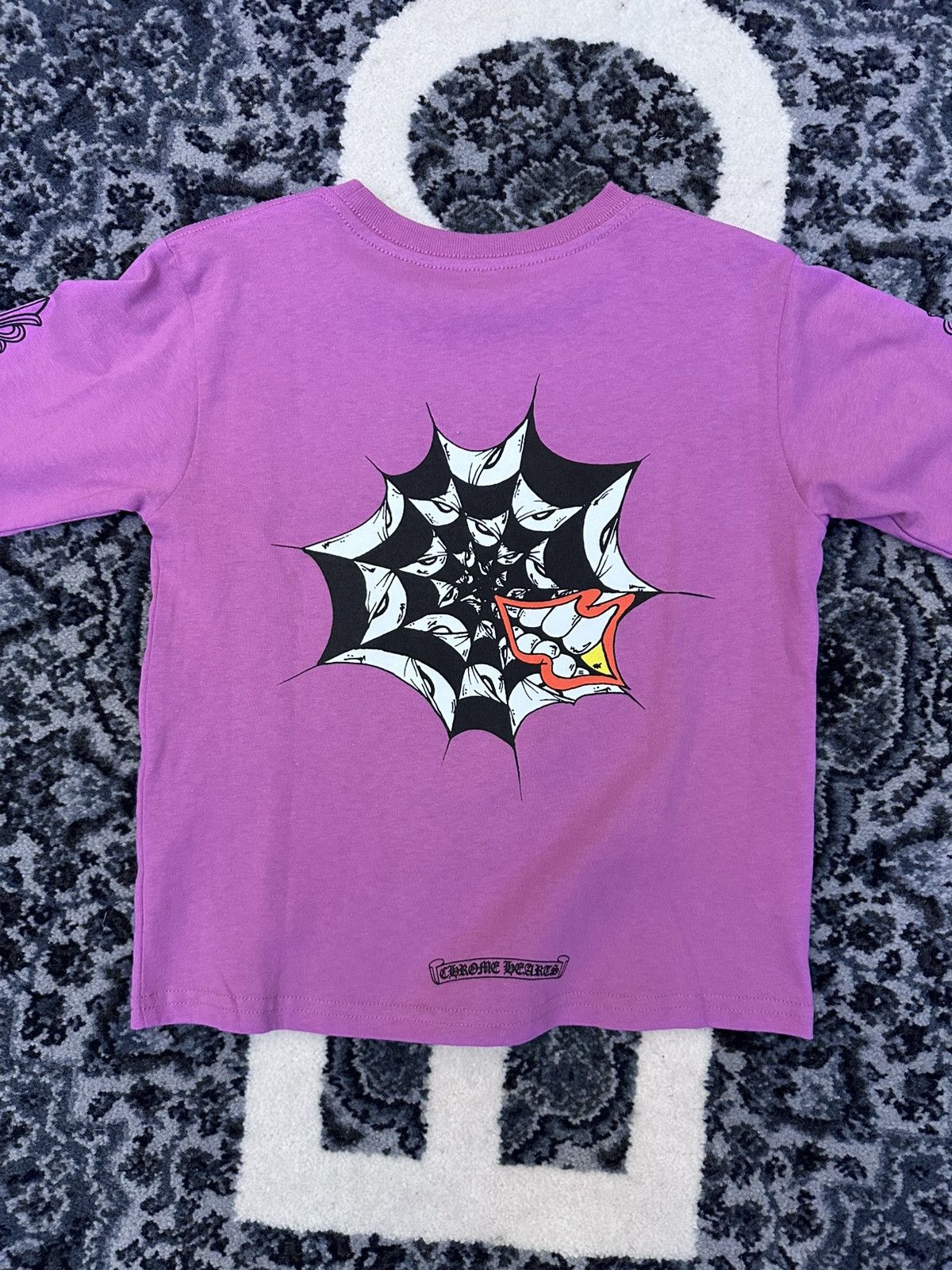 Chrome Hearts Kids Matty Boy PHSYM Spider Web Purple T-Shirt