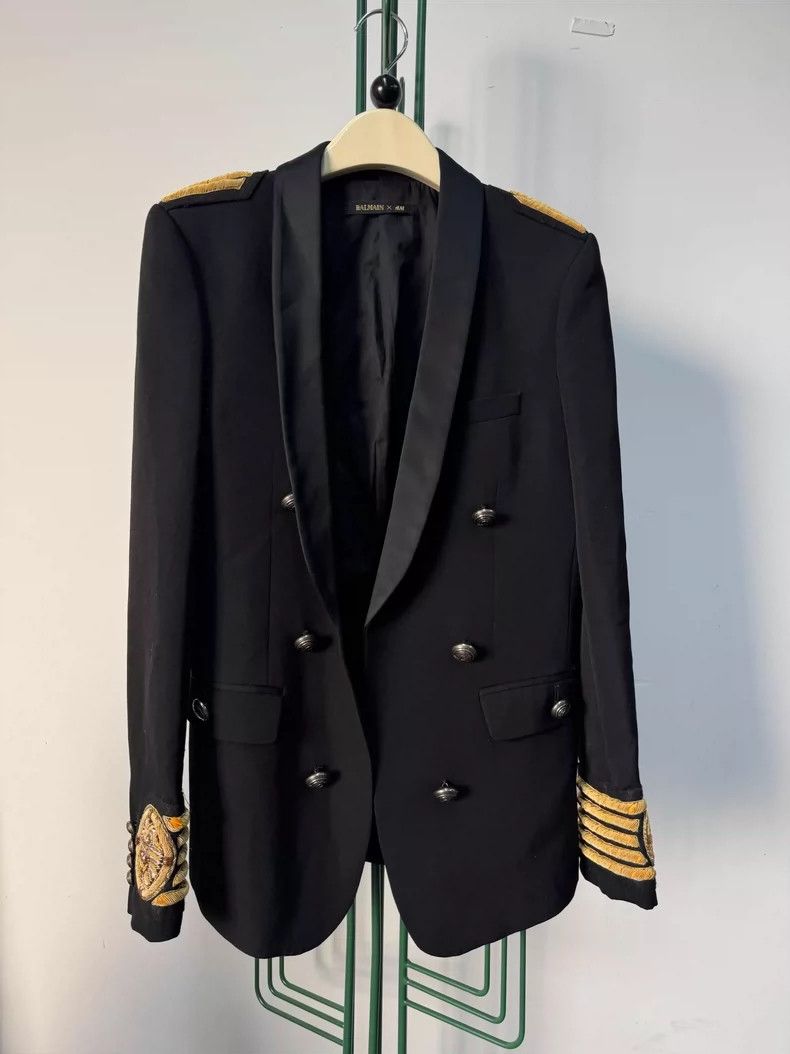 ベロア 金ボタン 【BALMAIN✨️H＆Mコラボ】 サテン ジャケット